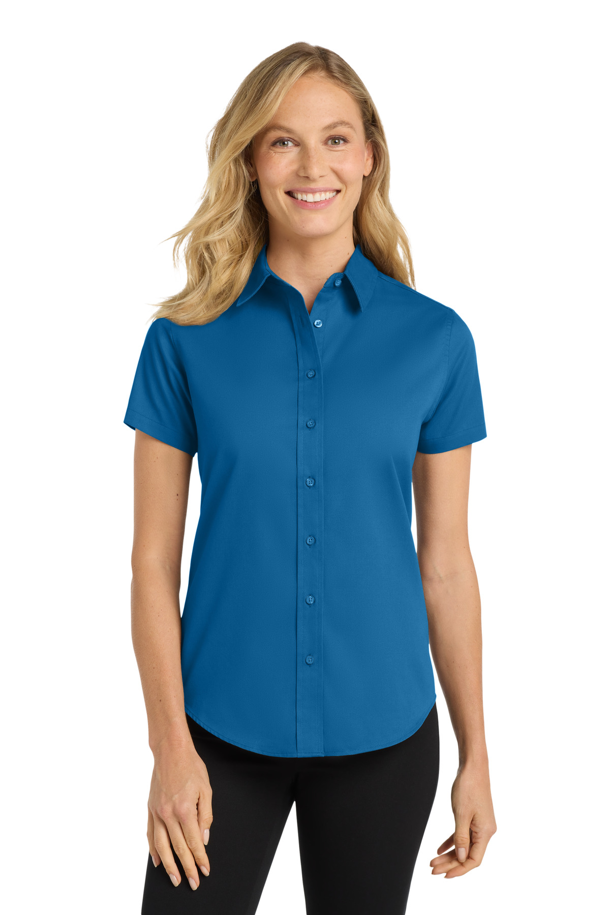 Port Authority Port Authority Women's Short Sleeve Easy Care Shirt. L508 in Strong Blue