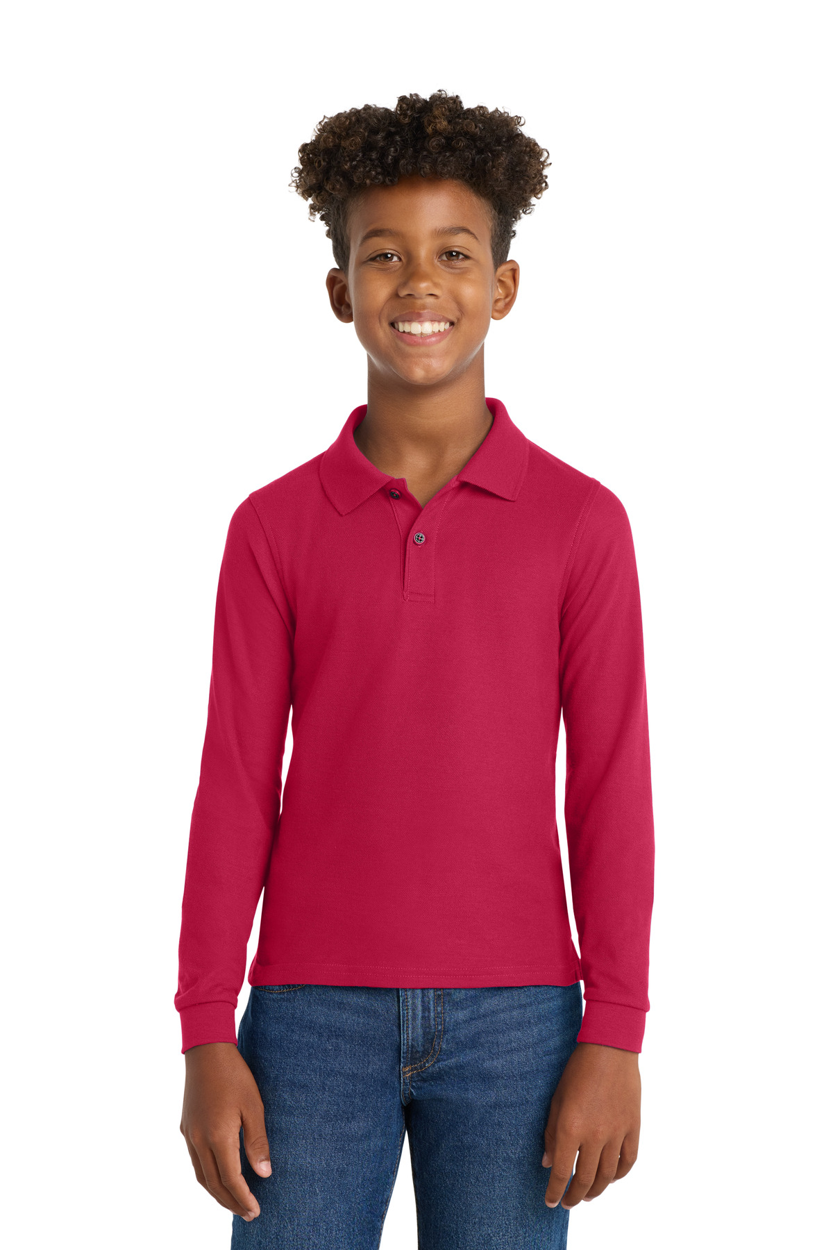 Port Authority ® Youth Long Sleeve Silk Touch™ Polo. Y500LS - Image 4