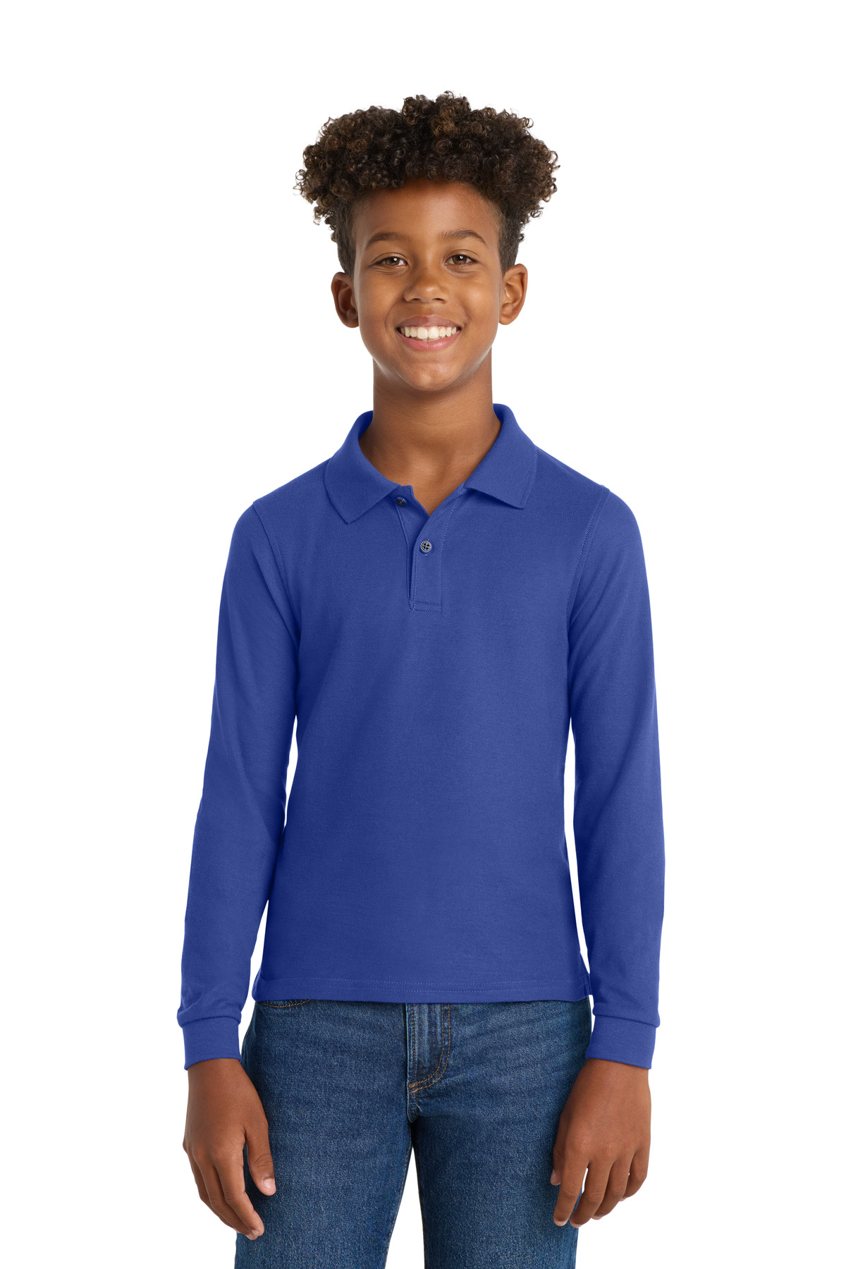 Port Authority ® Youth Long Sleeve Silk Touch™ Polo. Y500LS - Image 5