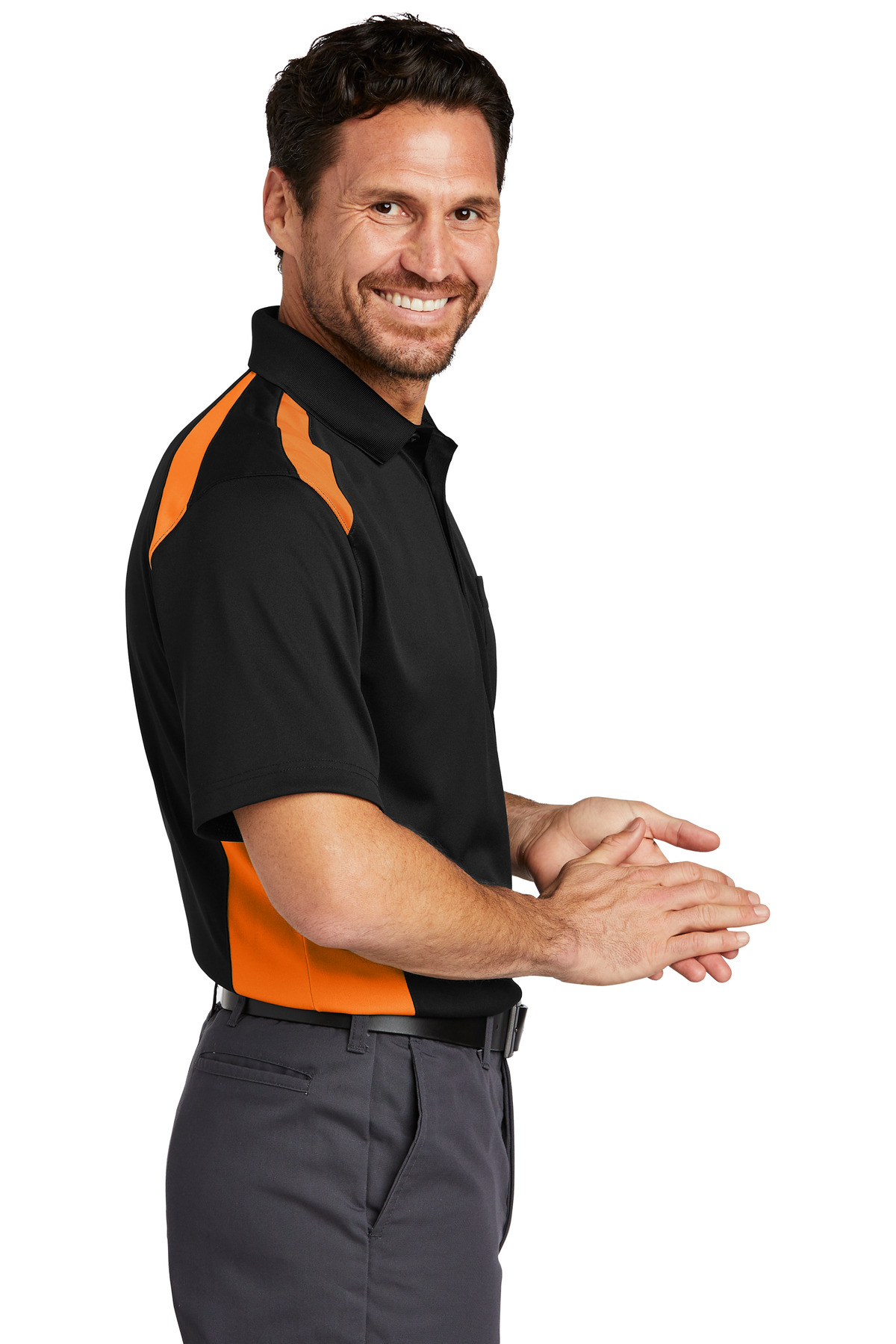 CornerStone Select Snag-Proof Two Way Colorblock Pocket Polo. CS416