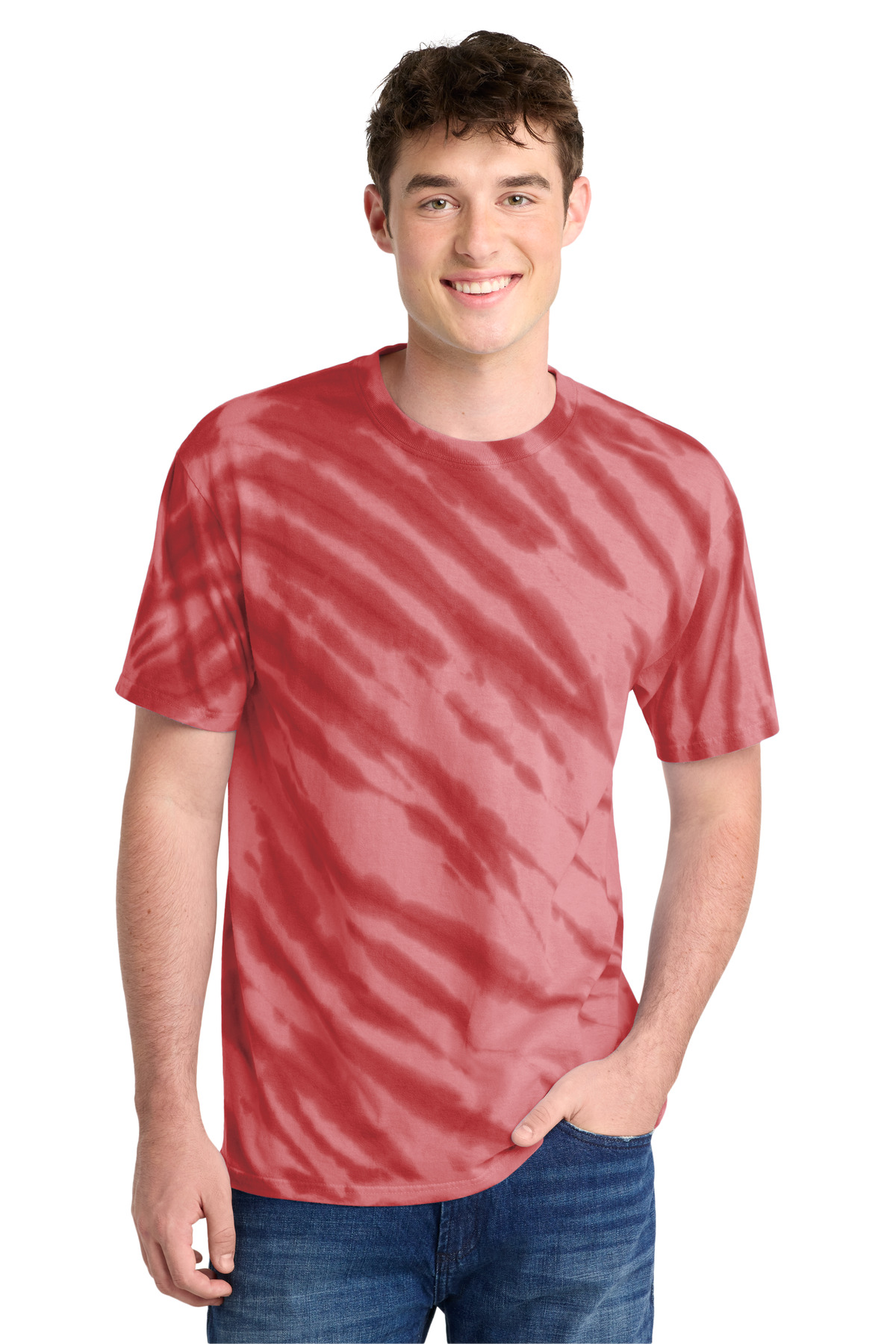 DISCONTINUED Port & Co Tiger Stripe Tie-Dye Tee. PC148 in Red
