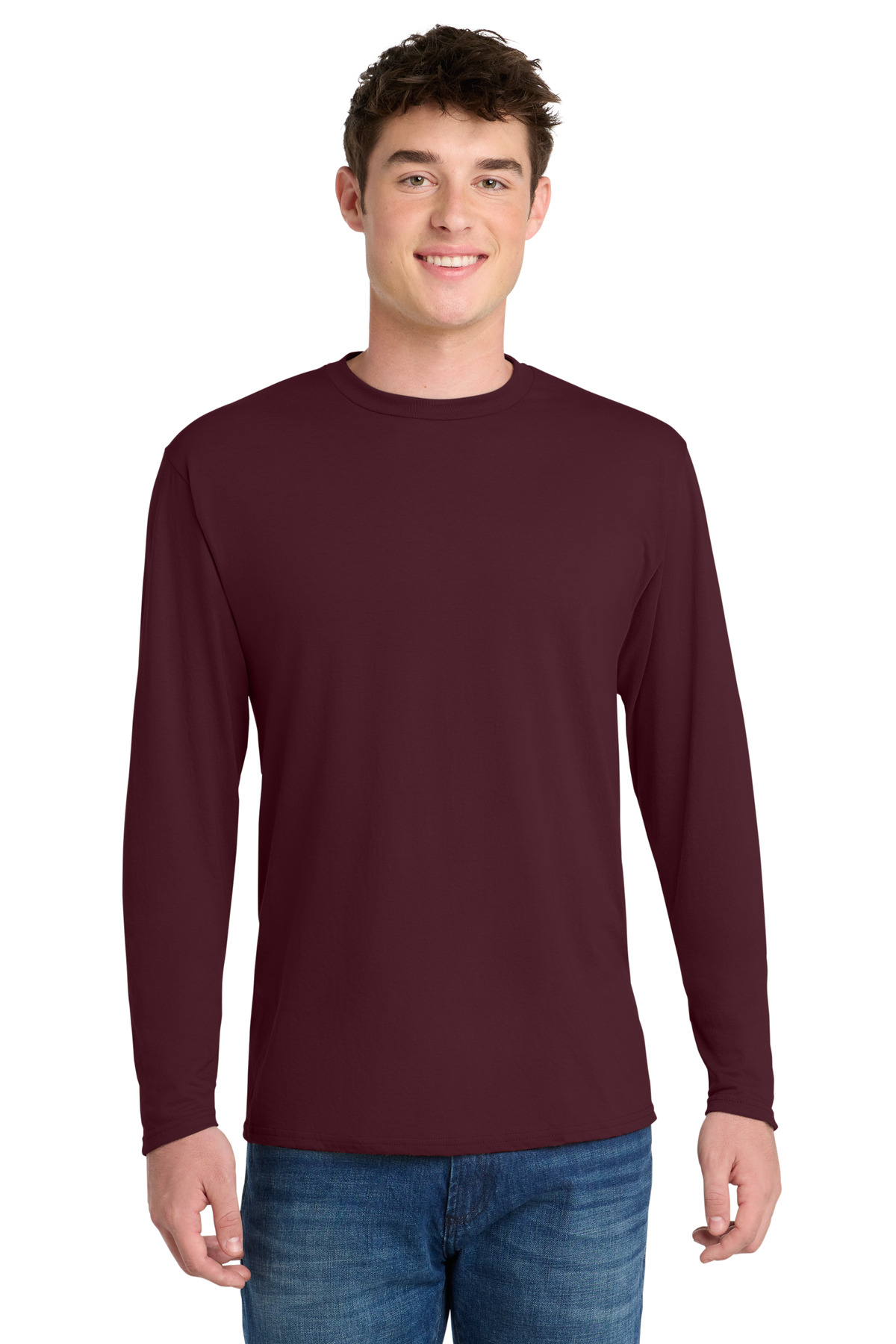 Port & Co ™ Long Sleeve Performance Blend Tee. PC381LS - Athletic Maroon