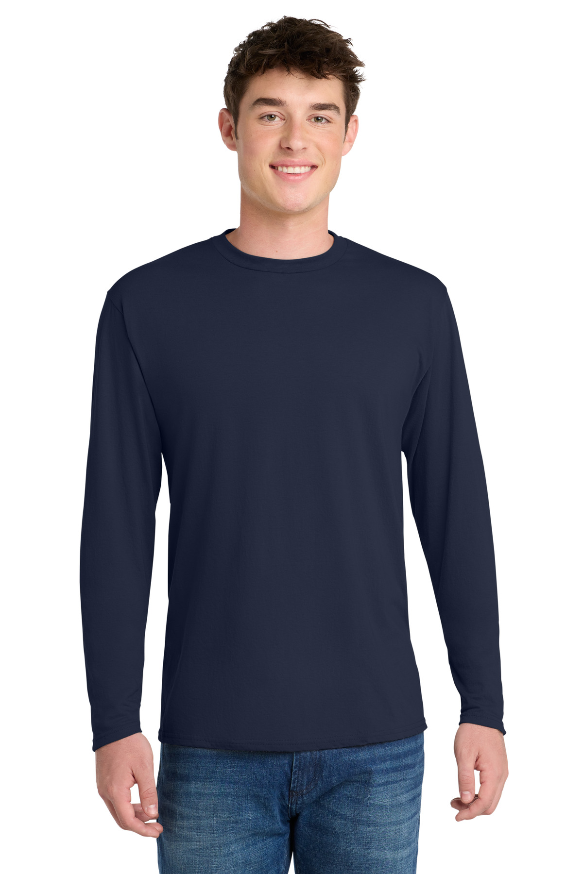 Port & Co ™ Long Sleeve Performance Blend Tee. PC381LS - Deep Navy