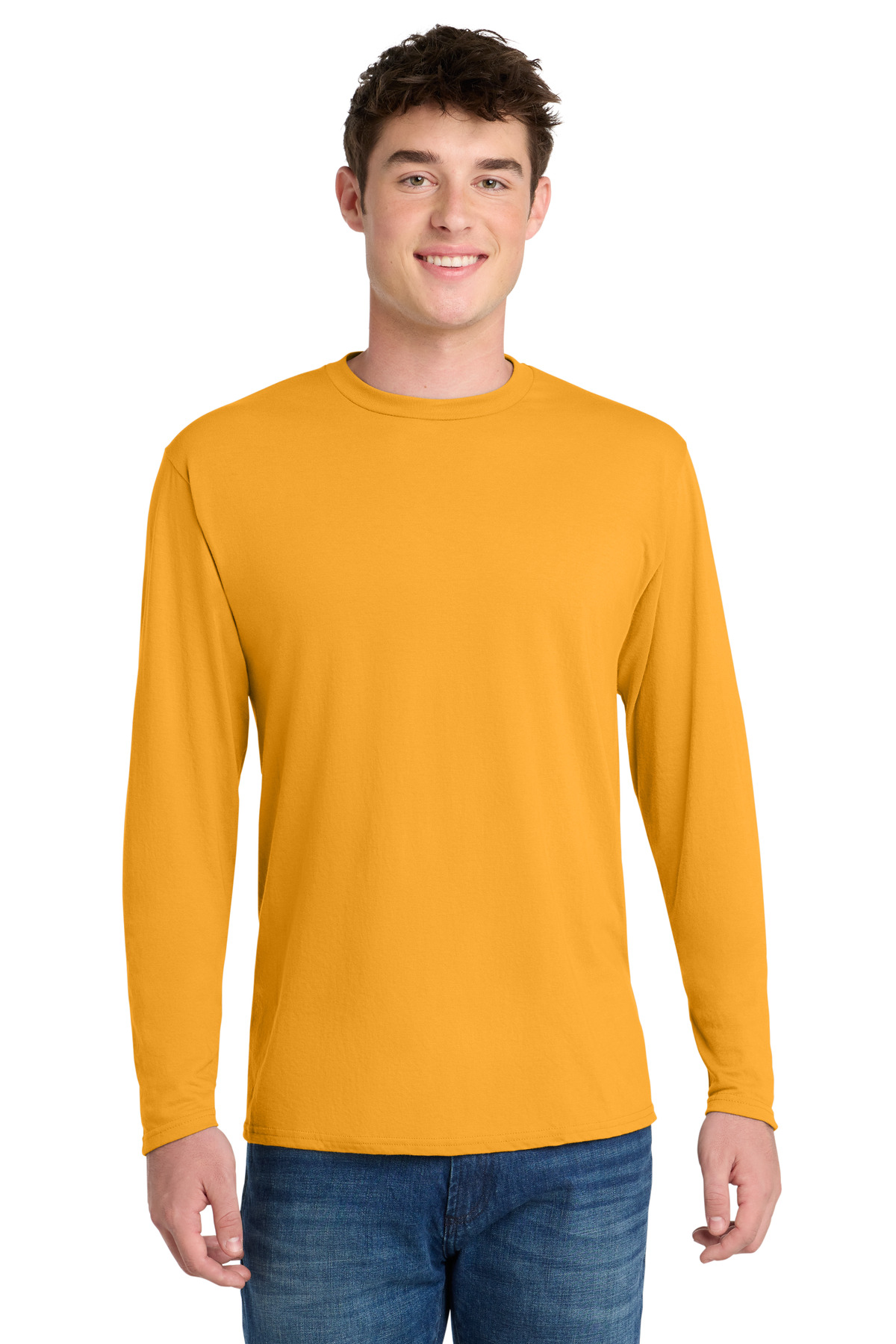 Port & Co ™ Long Sleeve Performance Blend Tee. PC381LS - Gold