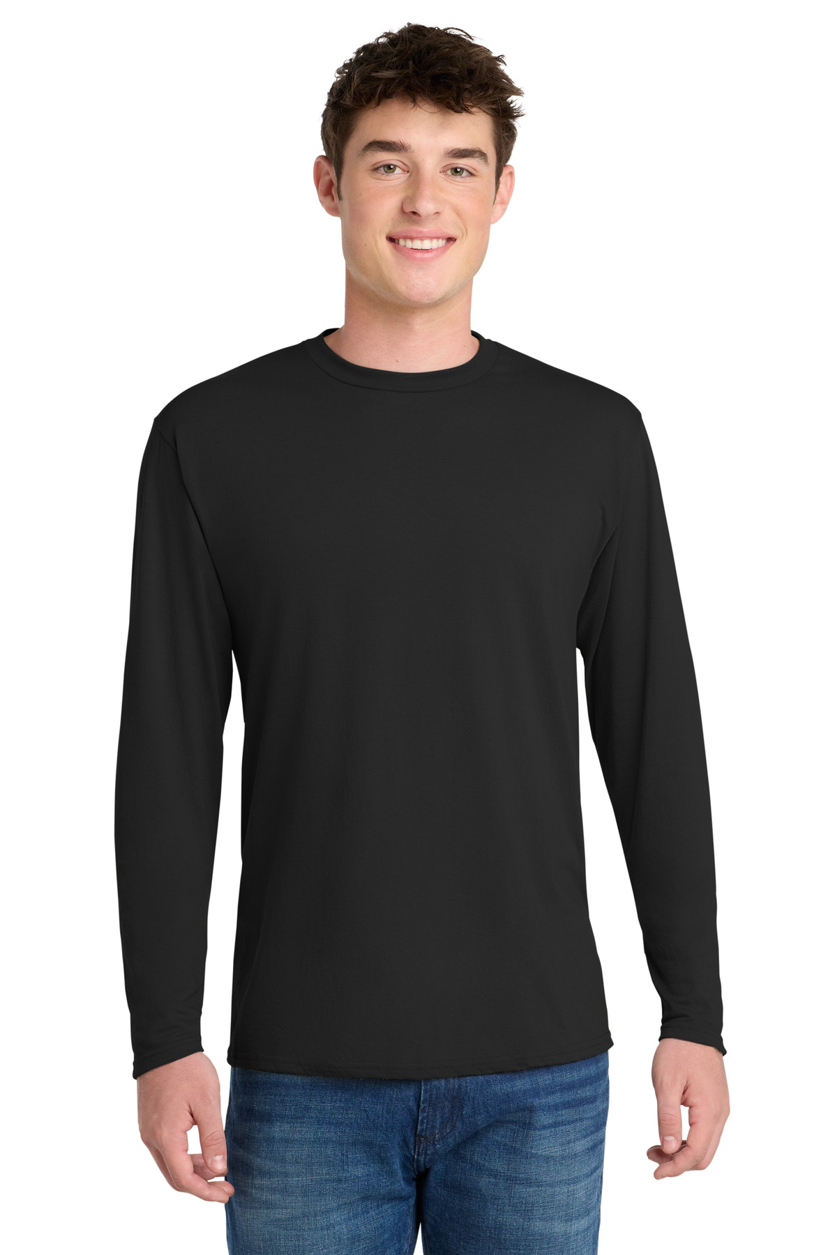 Port & Co ™ Long Sleeve Performance Blend Tee. PC381LS - Jet Black