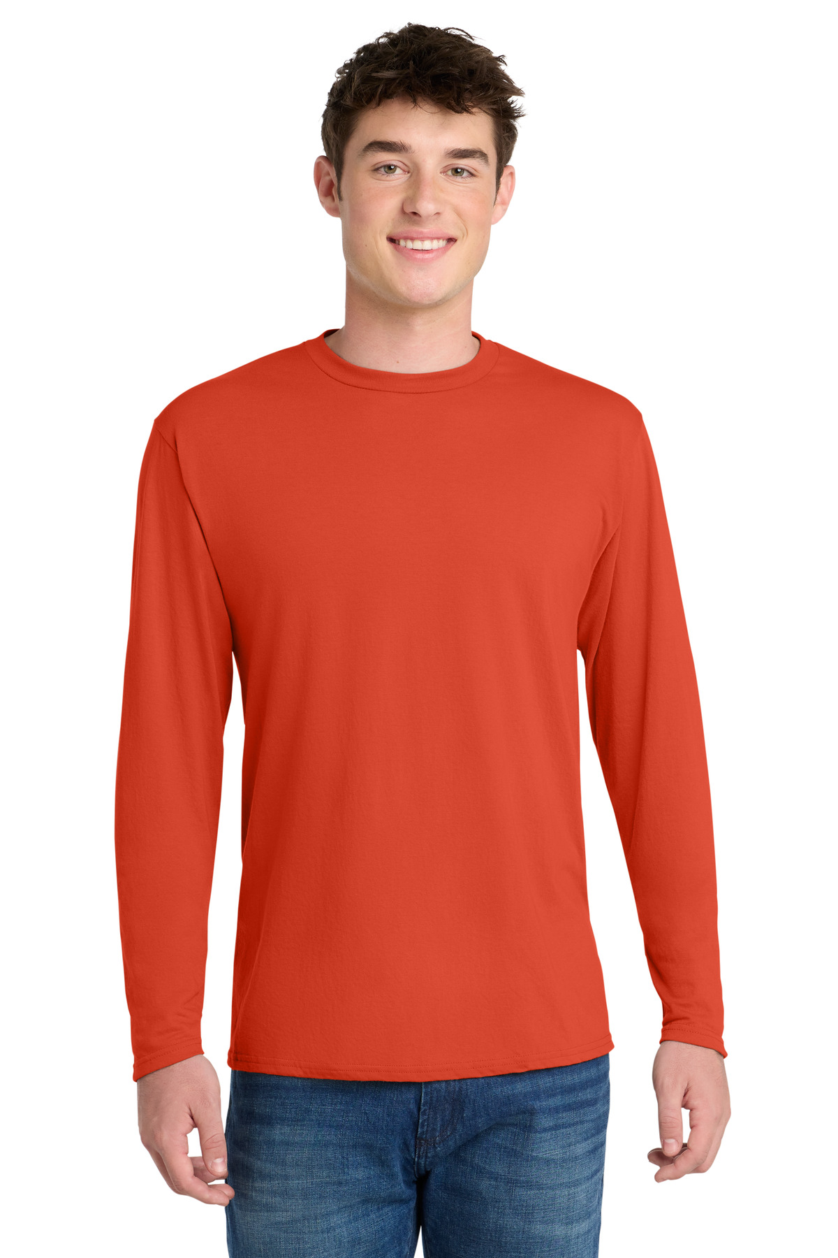 Port & Co ™ Long Sleeve Performance Blend Tee. PC381LS - Orange