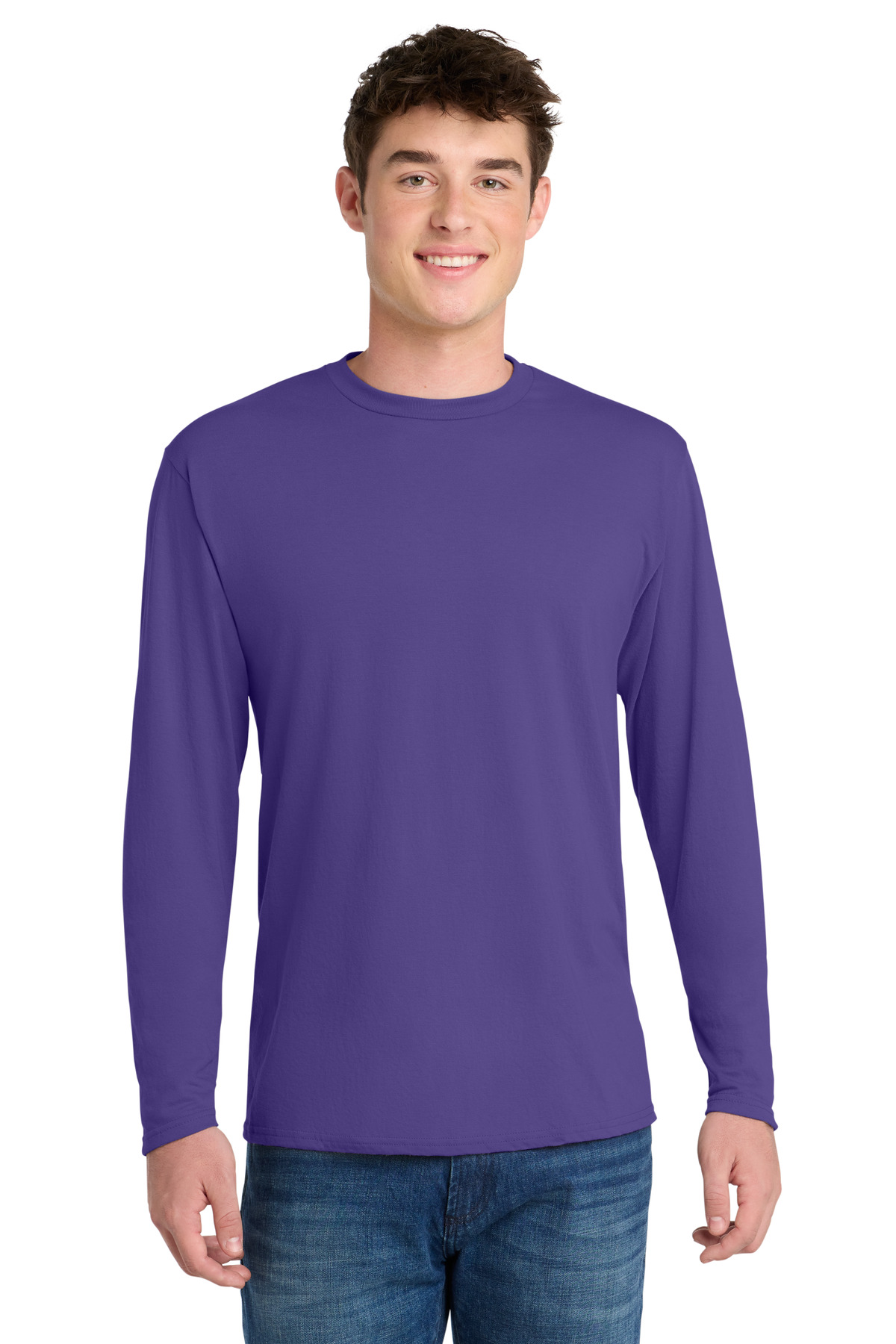 Port & Co ™ Long Sleeve Performance Blend Tee. PC381LS - Purple