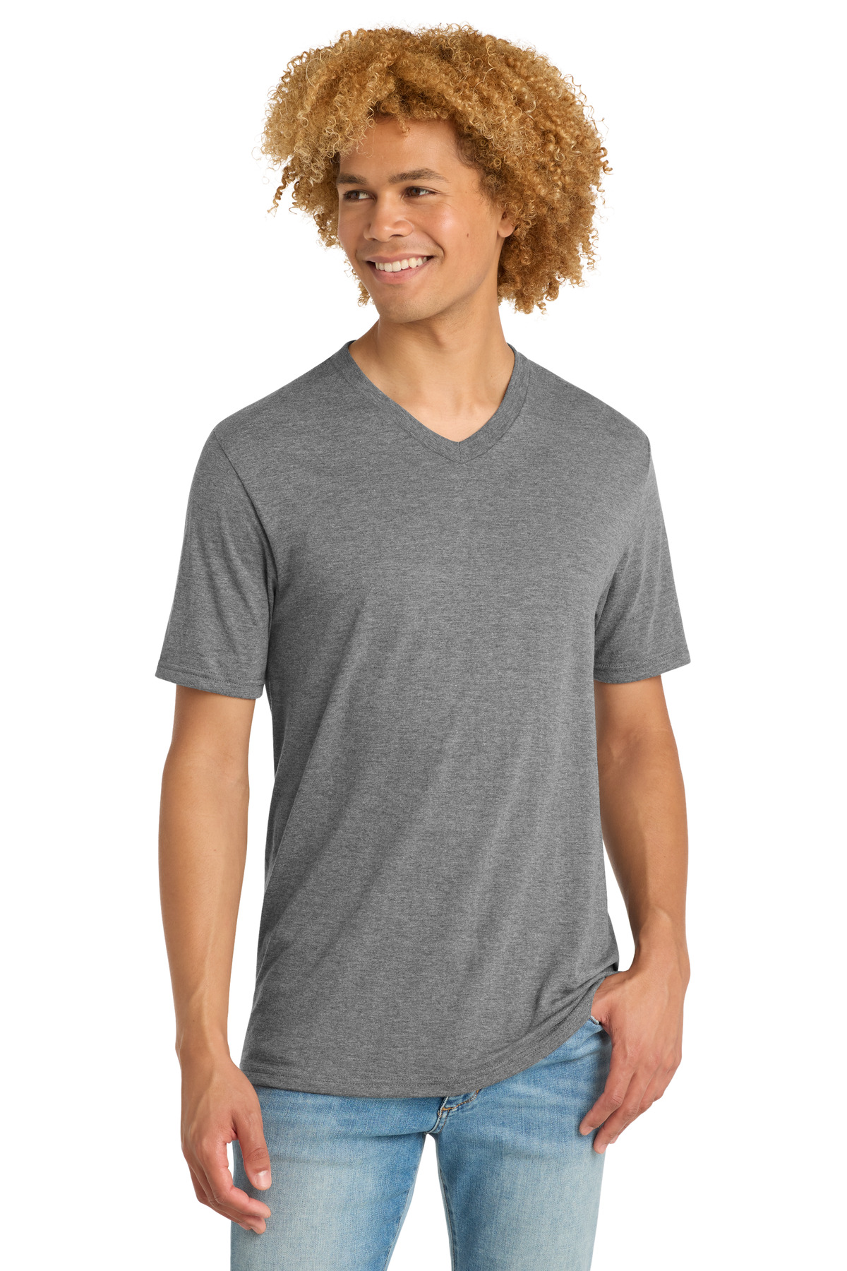 District ® Perfect Tri ® V-Neck Tee. DT1350 - Grey Frost