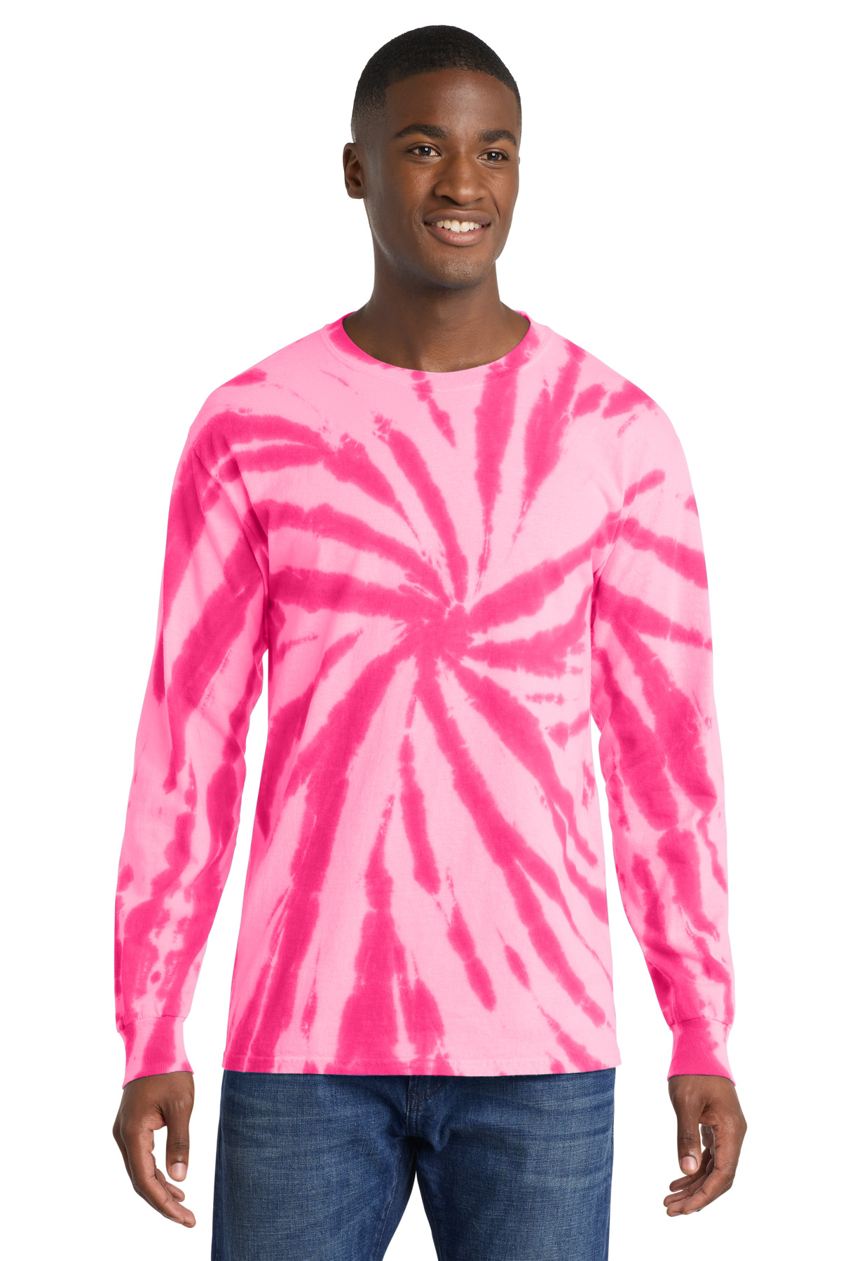 Port & Co ™ Tie-Dye Long Sleeve Tee. PC147LS - Pink