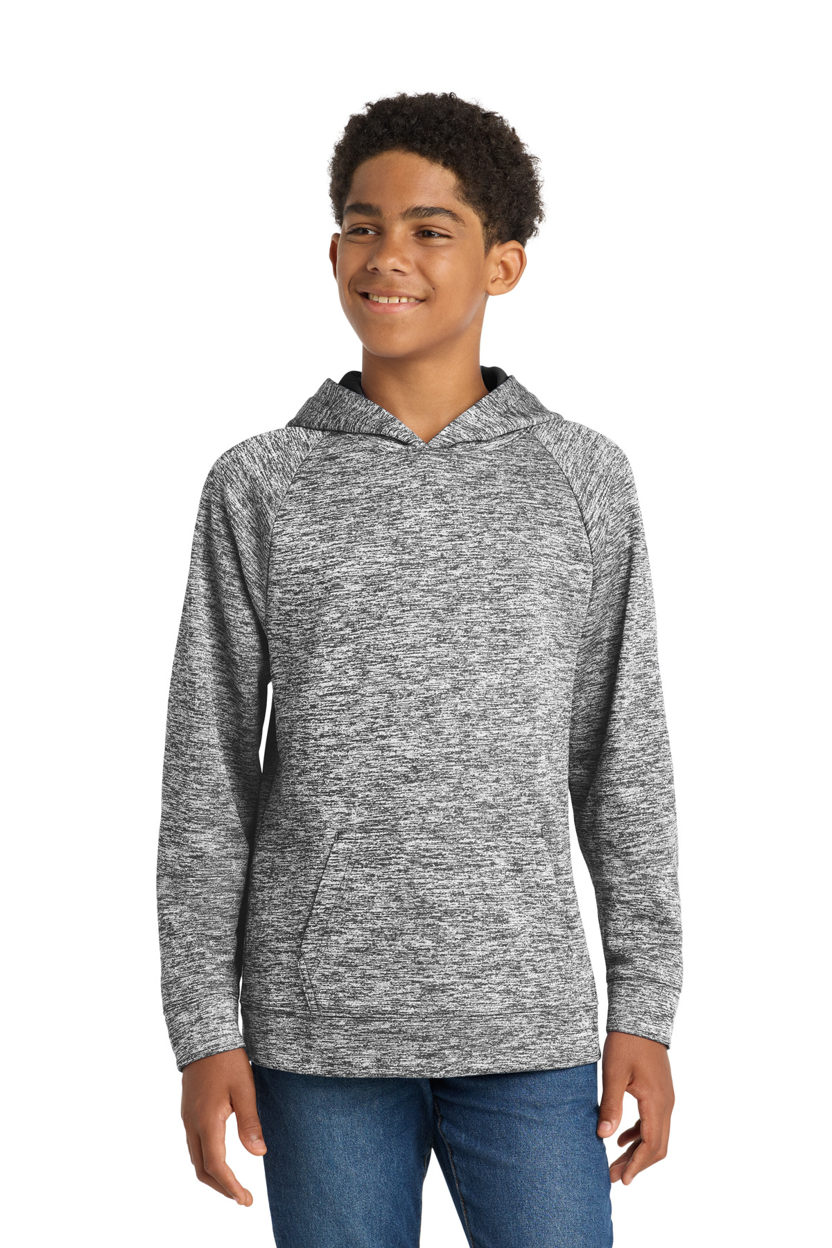 Sport-Tek ┬«  Youth PosiCharge ┬«  Electric Heather Fleece Hooded Pullover. YST225
