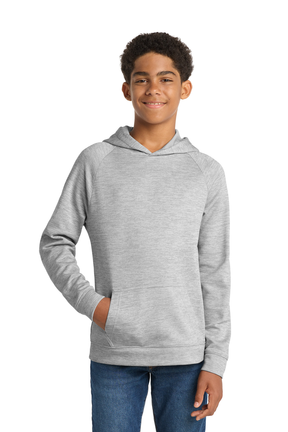 DISCONTINUED Sport-Tek Youth PosiCharge Electric Heather Fleece Hooded Pullover. YST225
