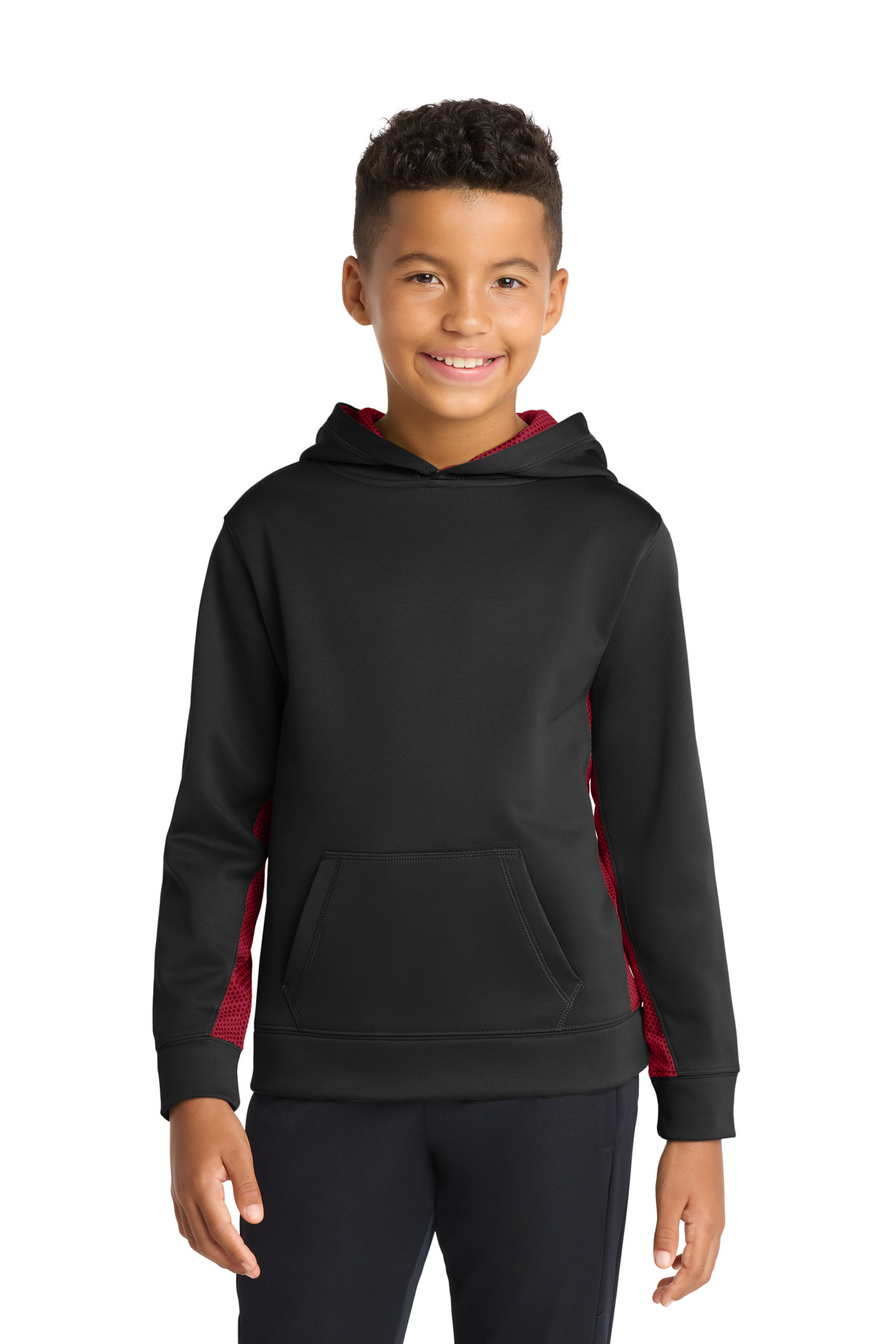 Sport-Tek Youth Sport-Wick CamoHex Fleece Colorblock Hooded Pullover-Sport&#45;Tek