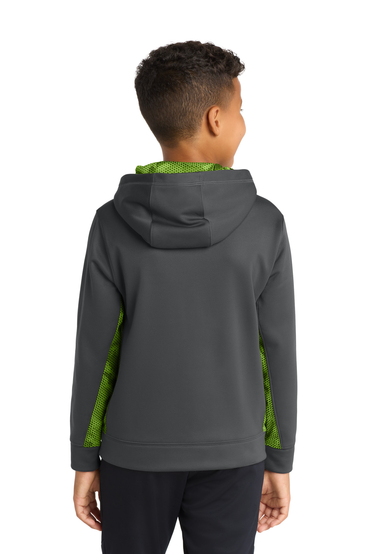 Sport-Tek Youth Sport-Wick CamoHex Fleece Colorblock Hooded Pullover. YST239