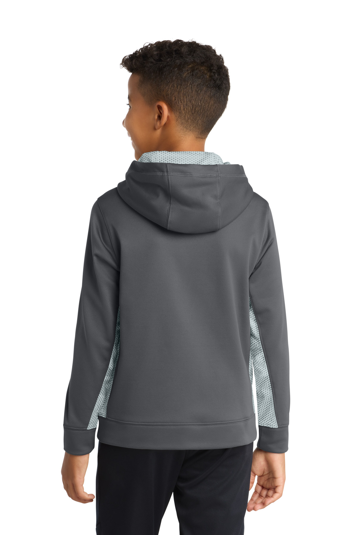 Sport-Tek Youth Sport-Wick CamoHex Fleece Colorblock Hooded Pullover. YST239
