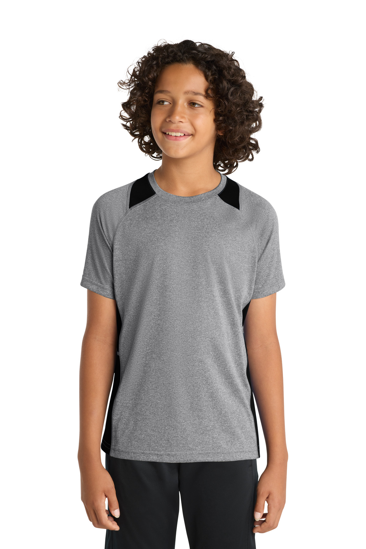 Sport-Tek Youth Heather Colorblock Contender Tee-Sport-Tek