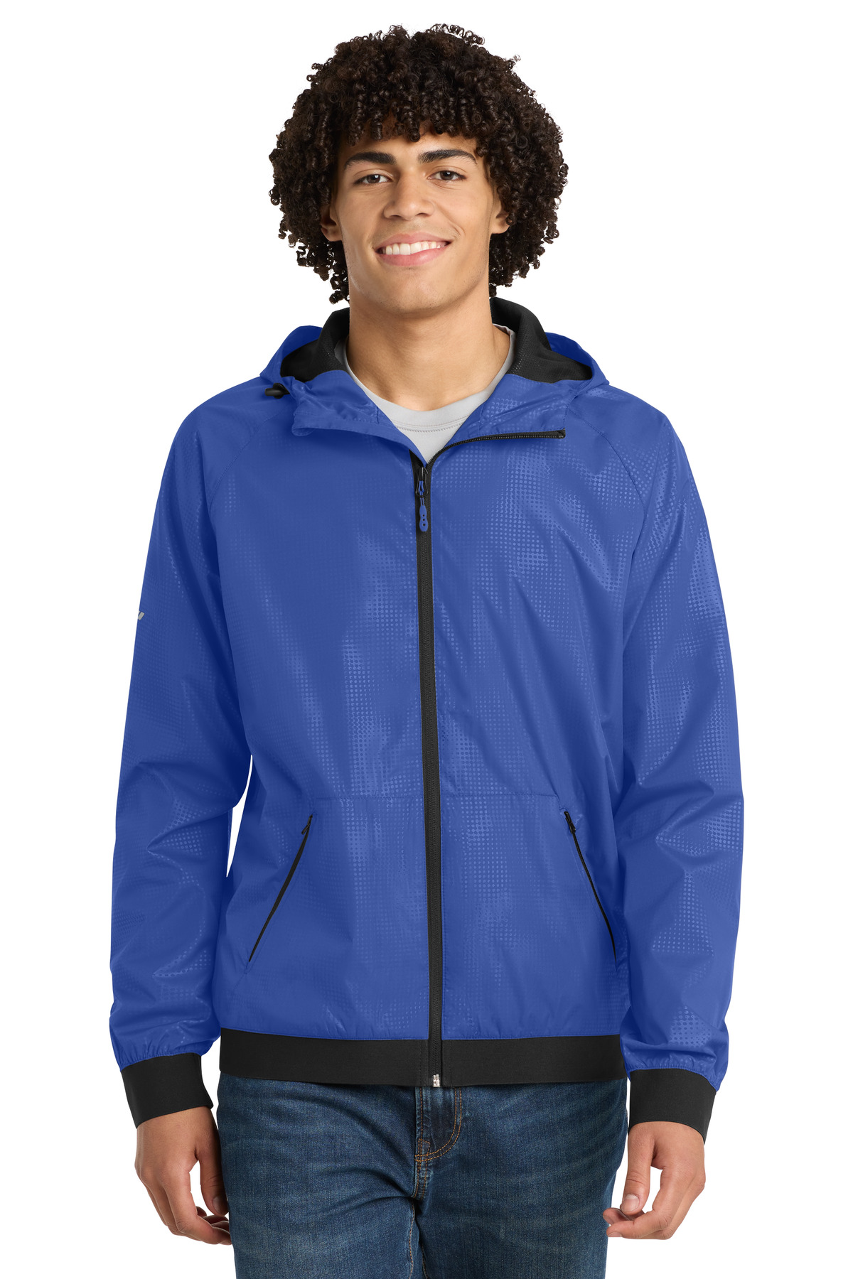 DISCONTINUED  Sport-Tek ®  Embossed Hooded Wind Jacket. JST53