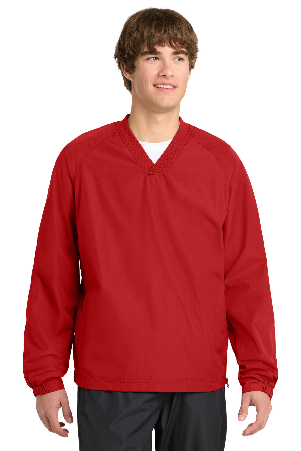 Sport-Tek V-Neck Raglan Wind Shirt. JST72