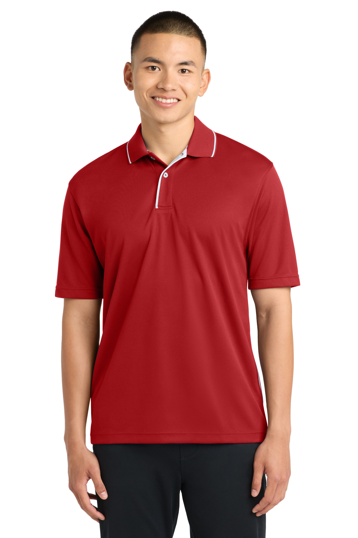 DISCONTINUED Sport-Tek Dri-Mesh Polo with Tipped Collar and Piping.  K467