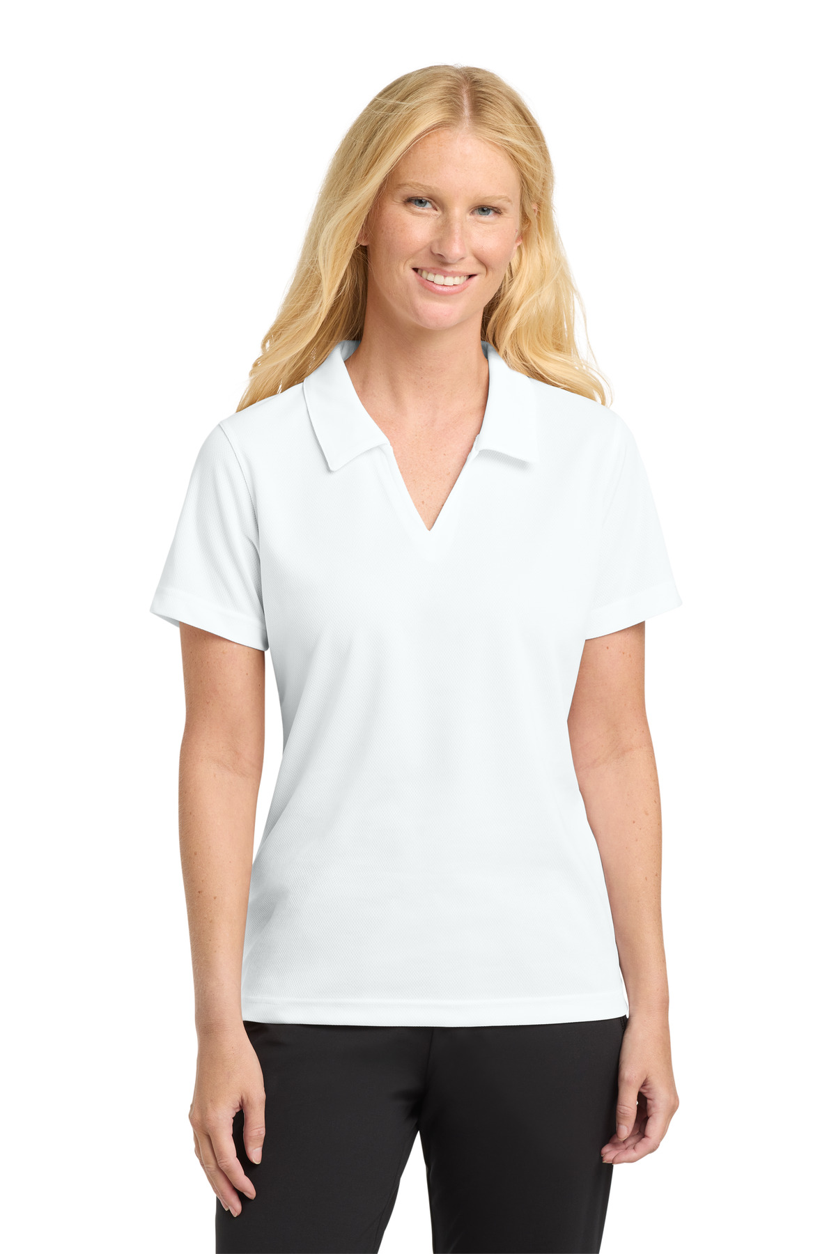 Sport-Tek Women's Dri-Mesh V-Neck Polo. L469