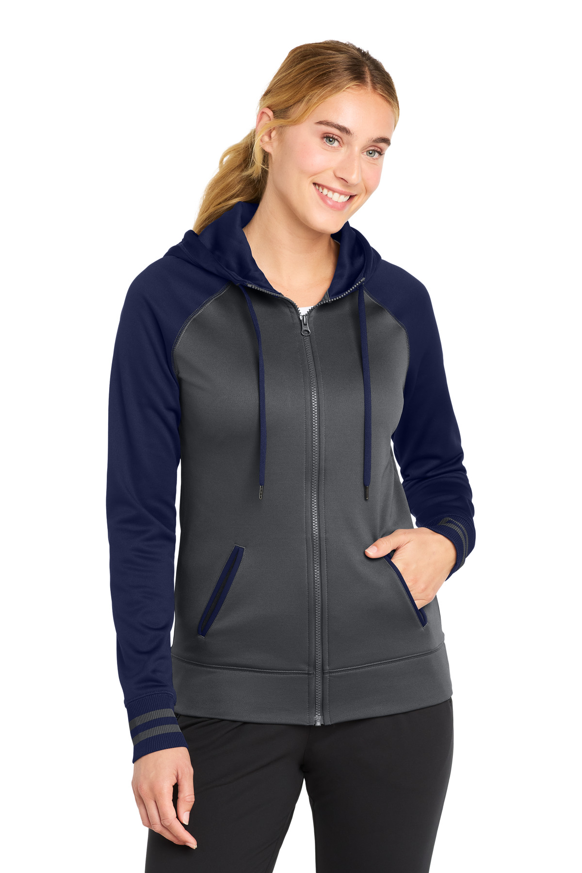 Sport-Tek Women‘s Sport-Wick Varsity Fleece Full-Zip Hooded Jacket-Sport-Tek