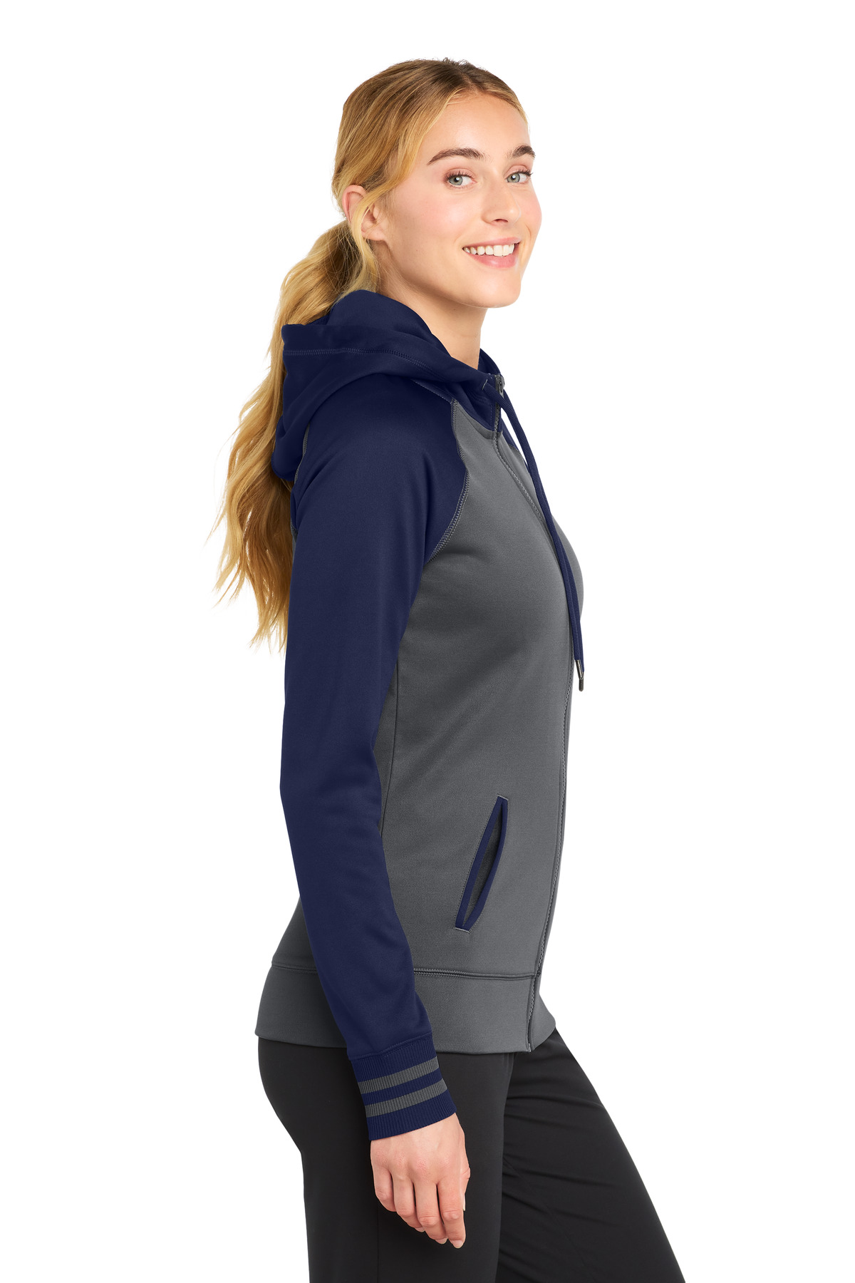 Sport-Tek Women's Sport-Wick Varsity Fleece Full-Zip Hooded Jacket. LST236