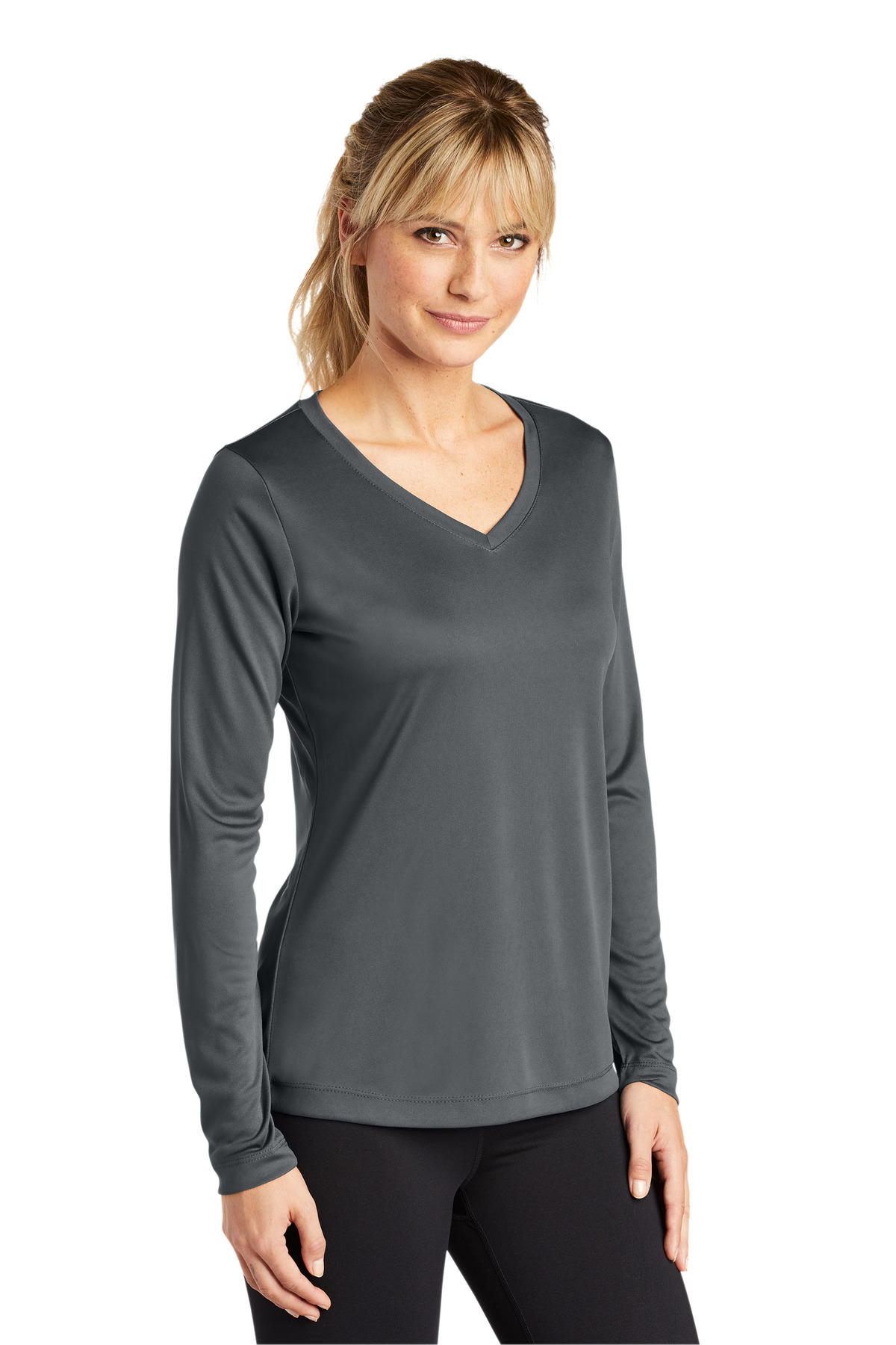 Sport-Tek Women's Long Sleeve PosiCharge Competitor V-Neck Tee. LST353LS