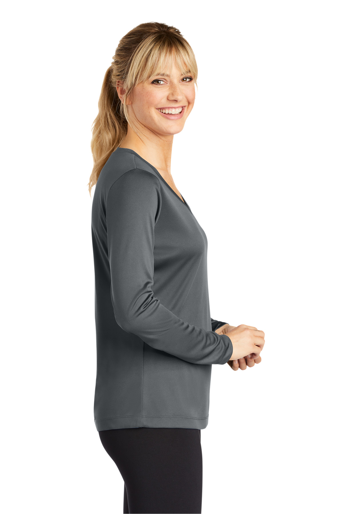 Sport-Tek Women's Long Sleeve PosiCharge Competitor V-Neck Tee. LST353LS