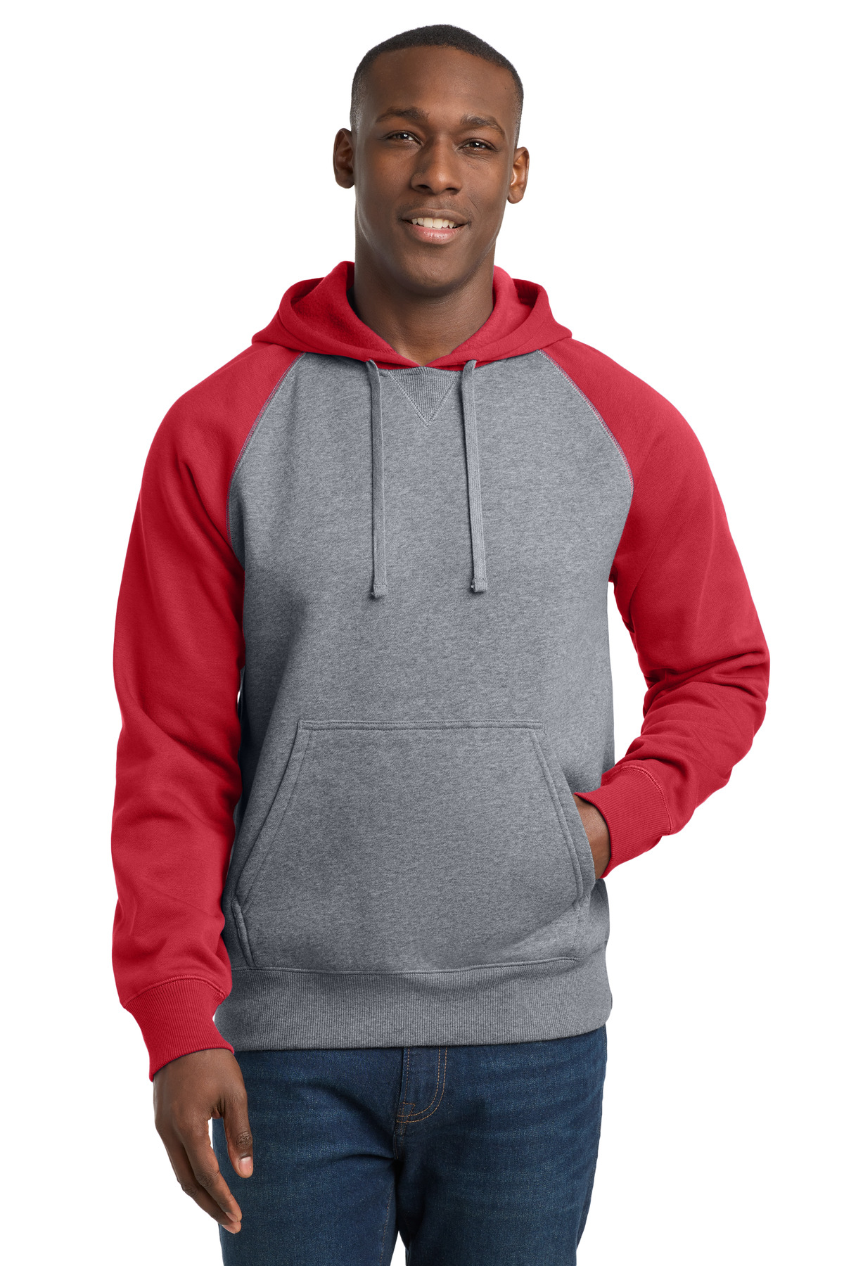Sport-Tek Raglan Colorblock Pullover Hooded Sweatshirt. ST267