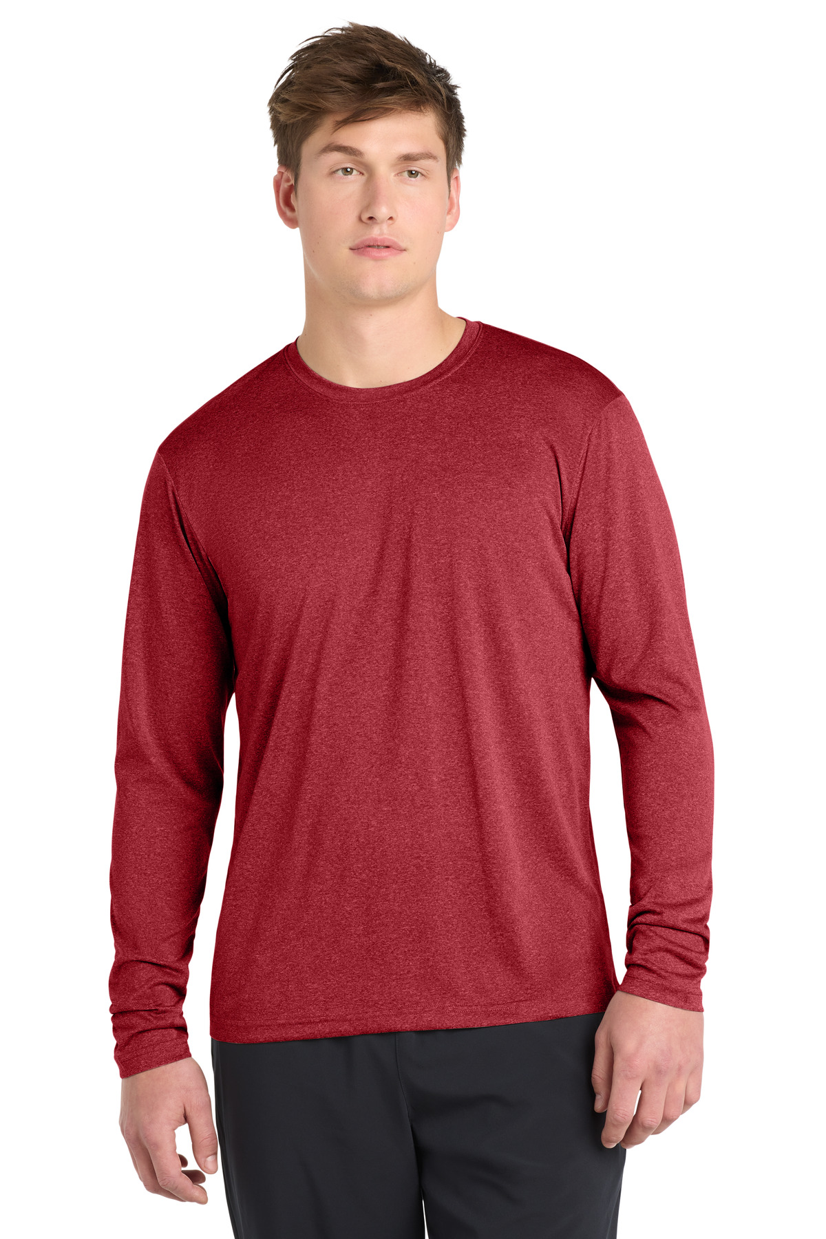 Sport-Tek ® Long Sleeve Heather Contender ™ Tee. ST360LS - Scarlet Heather