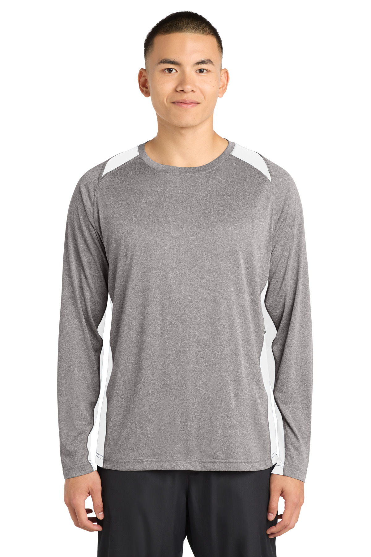 Sport-Tek Long Sleeve Heather Colorblock Contender Tee. ST361LS