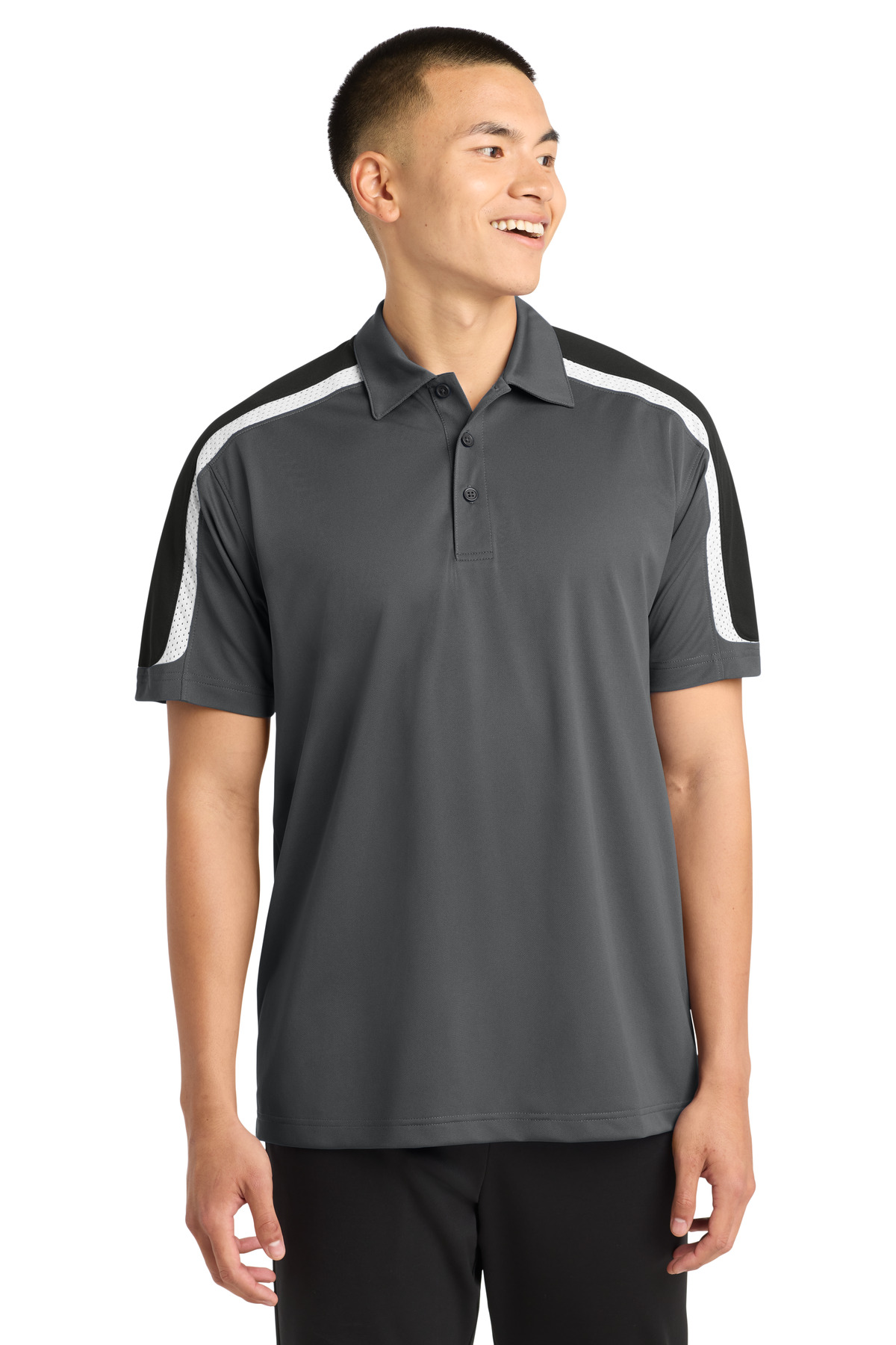 Sport-Tek Tricolor Shoulder Micropique Sport-Wick Polo. ST658