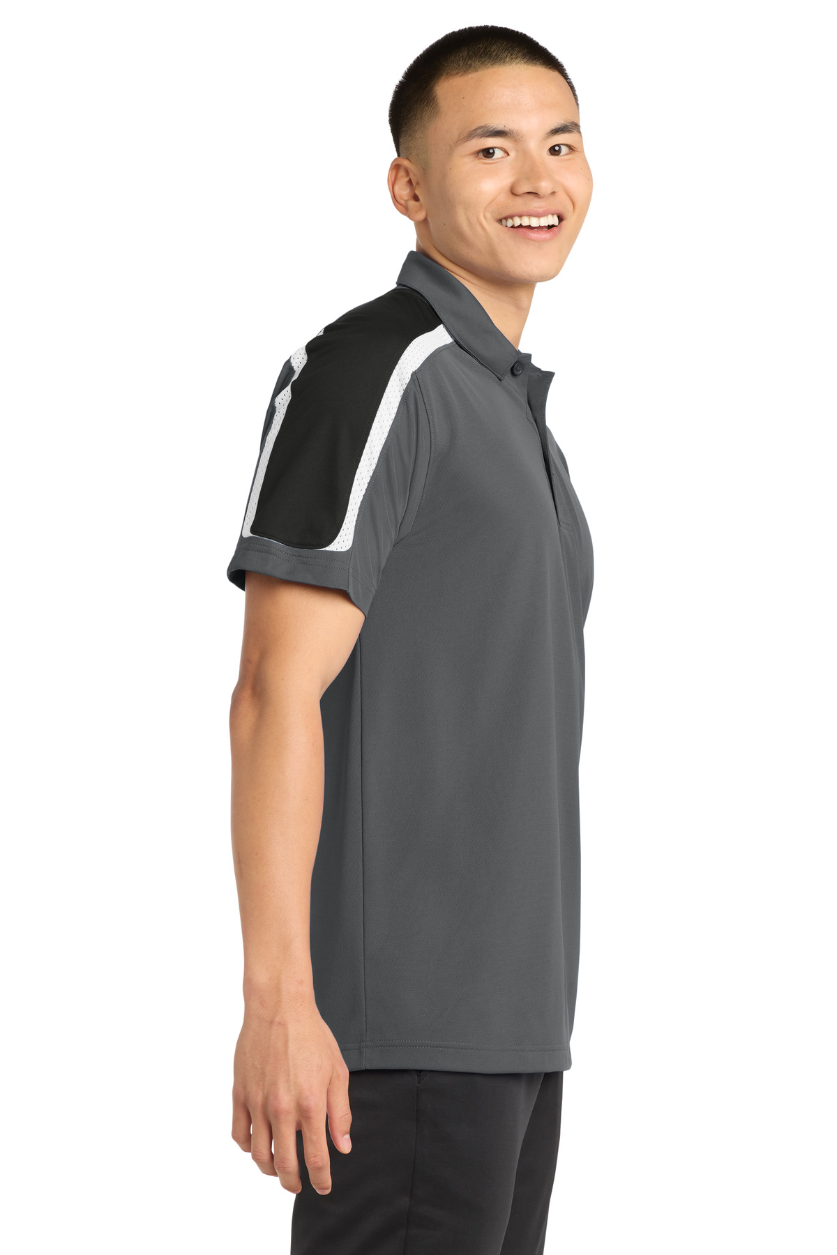 Sport-Tek Tricolor Shoulder Micropique Sport-Wick Polo. ST658