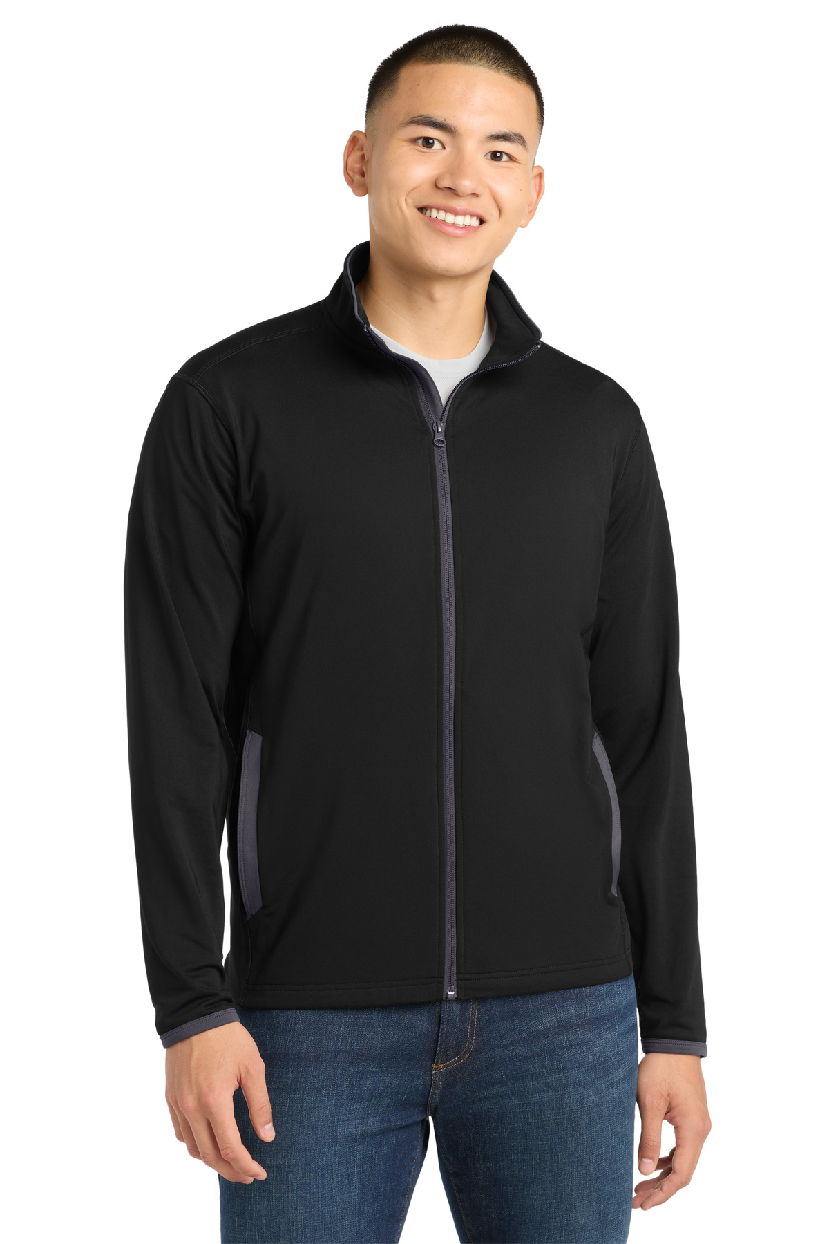 Sport-Tek Sport-Wick Stretch Contrast Full-Zip Jacket-Sport-Tek