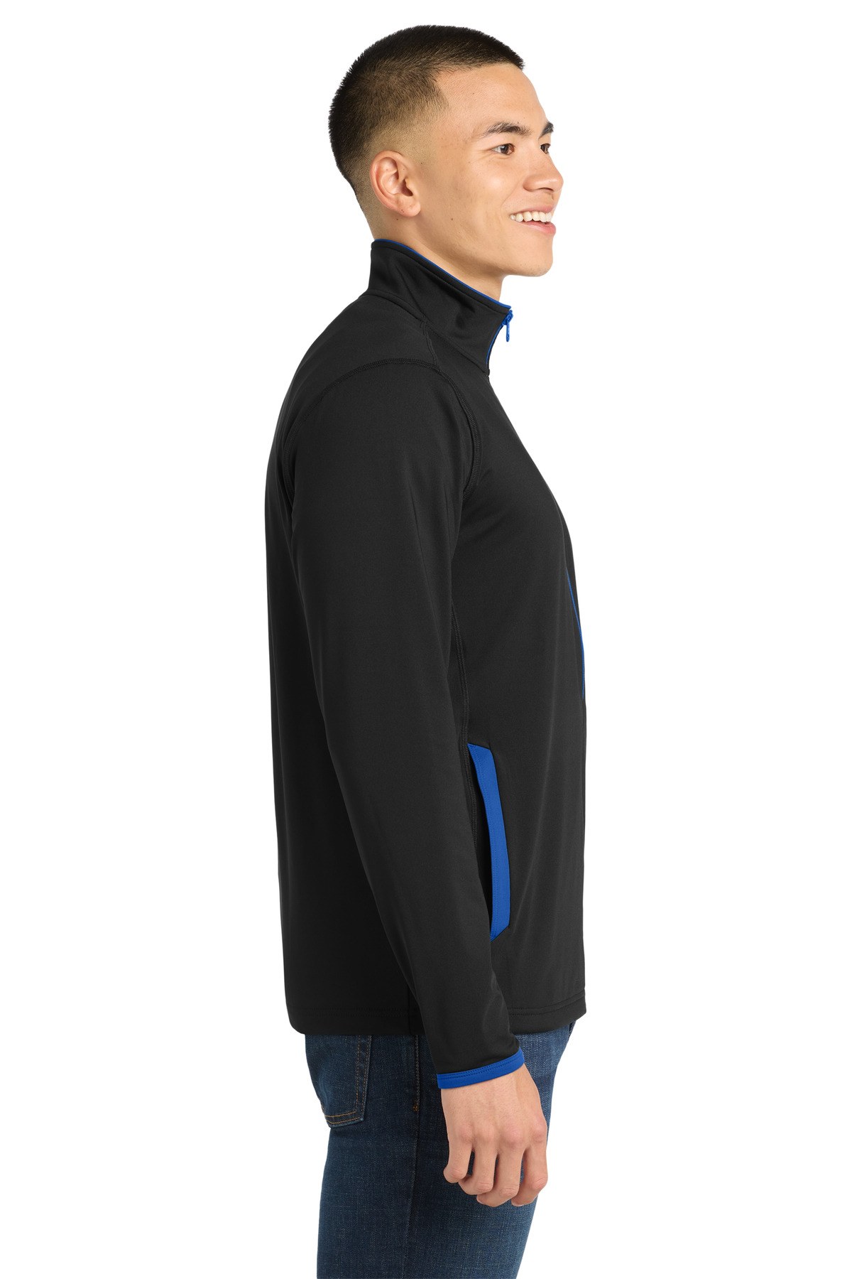 Sport-Tek Sport-Wick Stretch Contrast Full-Zip Jacket. ST853