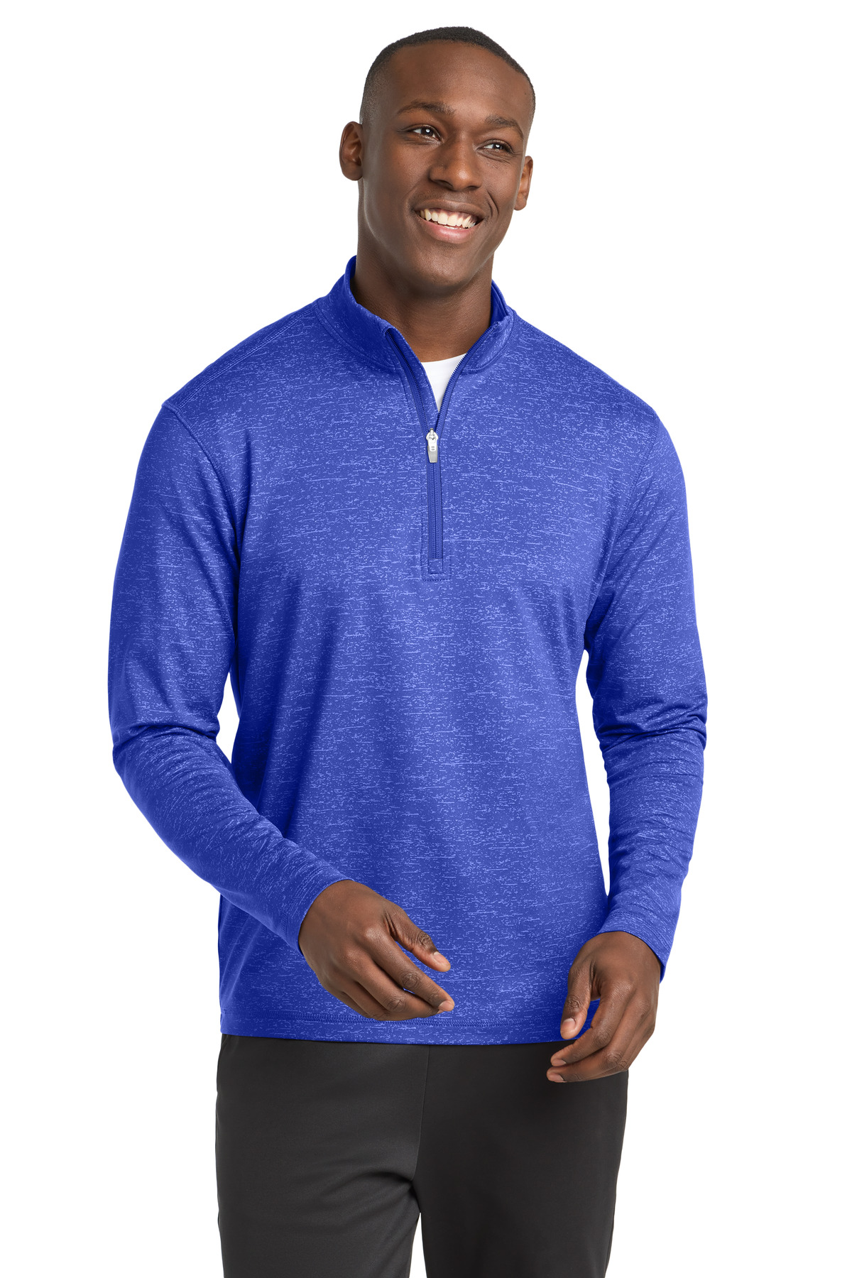 DISCONTINUED Sport-Tek  Sport-Wick  Stretch Reflective Heather 1/2-Zip Pullover. ST855