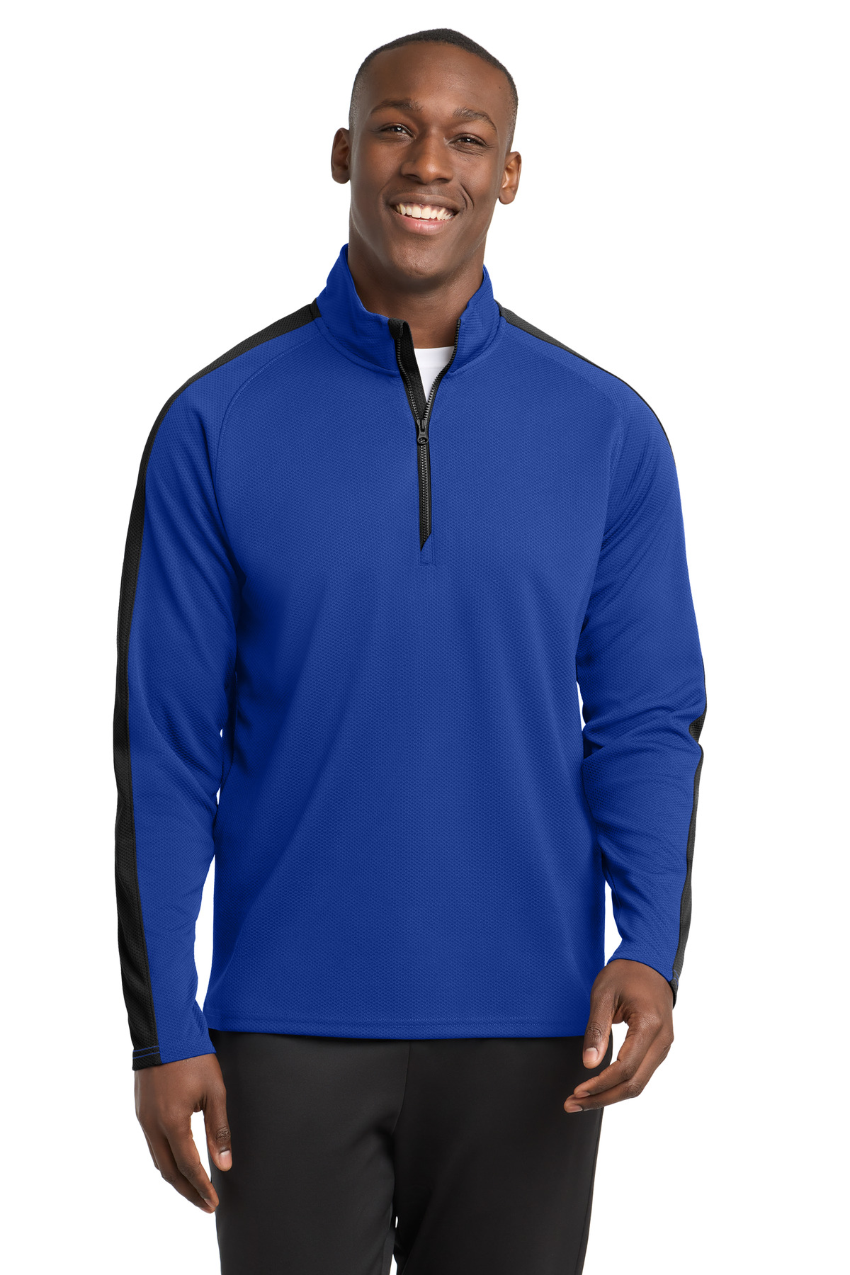DISCONTINUED Sport-Tek Sport-Wick Textured Colorblock 1/4-Zip Pullover. ST861