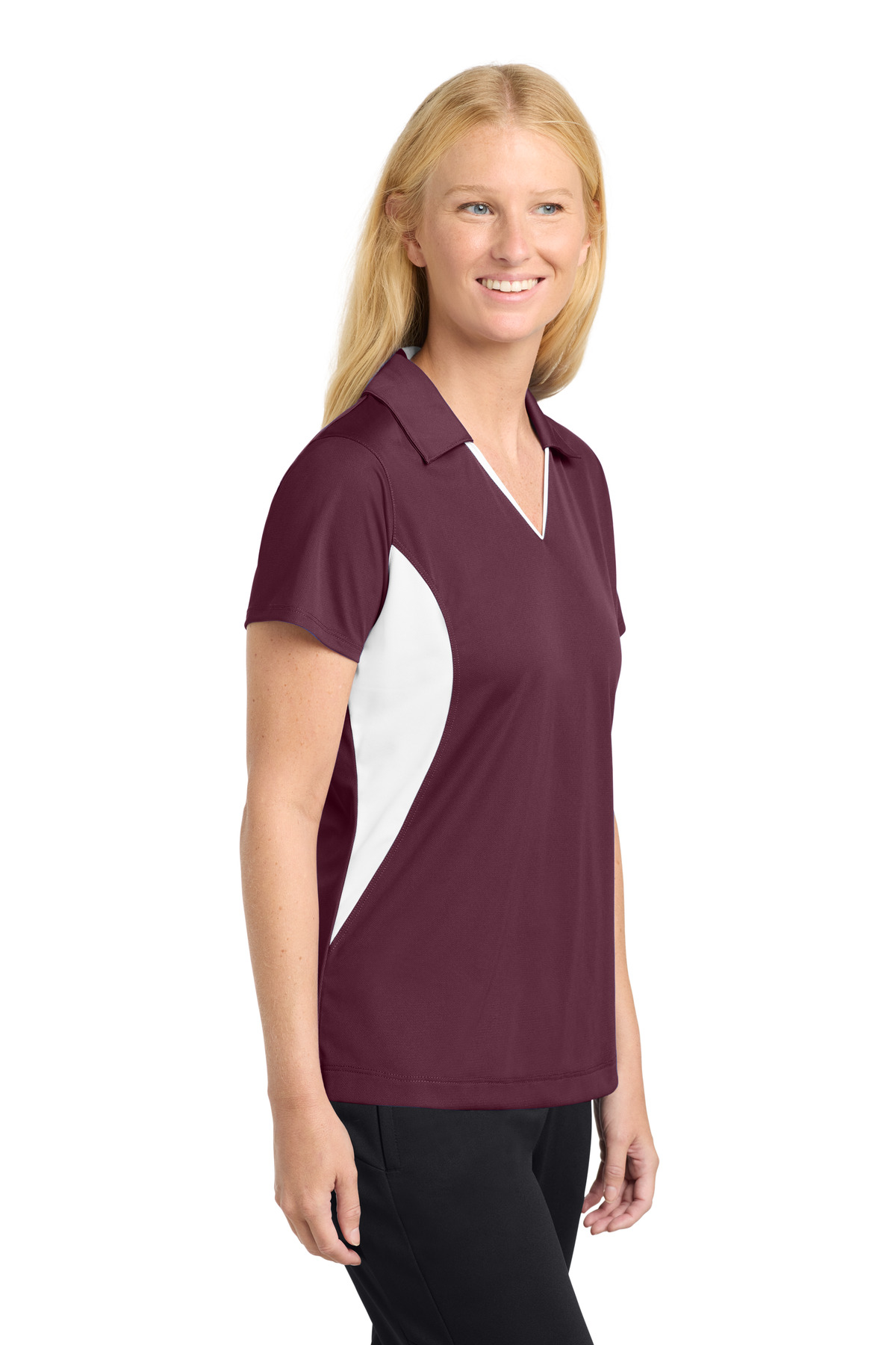 Sport-Tek Women's Side Blocked Micropique Sport-Wick Polo. LST655