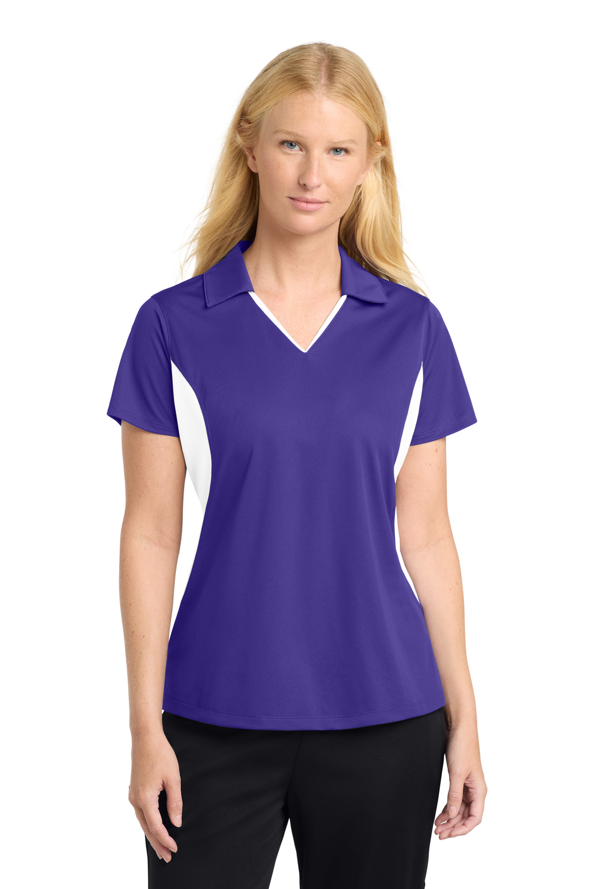 Sport-Tek ®  Women's Side Blocked Micropique Sport-Wick ®  Polo. LST655 - Front Model