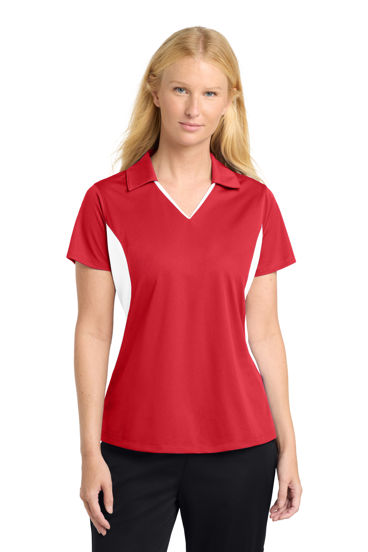 Sport-Tek Women's Side Blocked Micropique Sport-Wick Polo. LST655