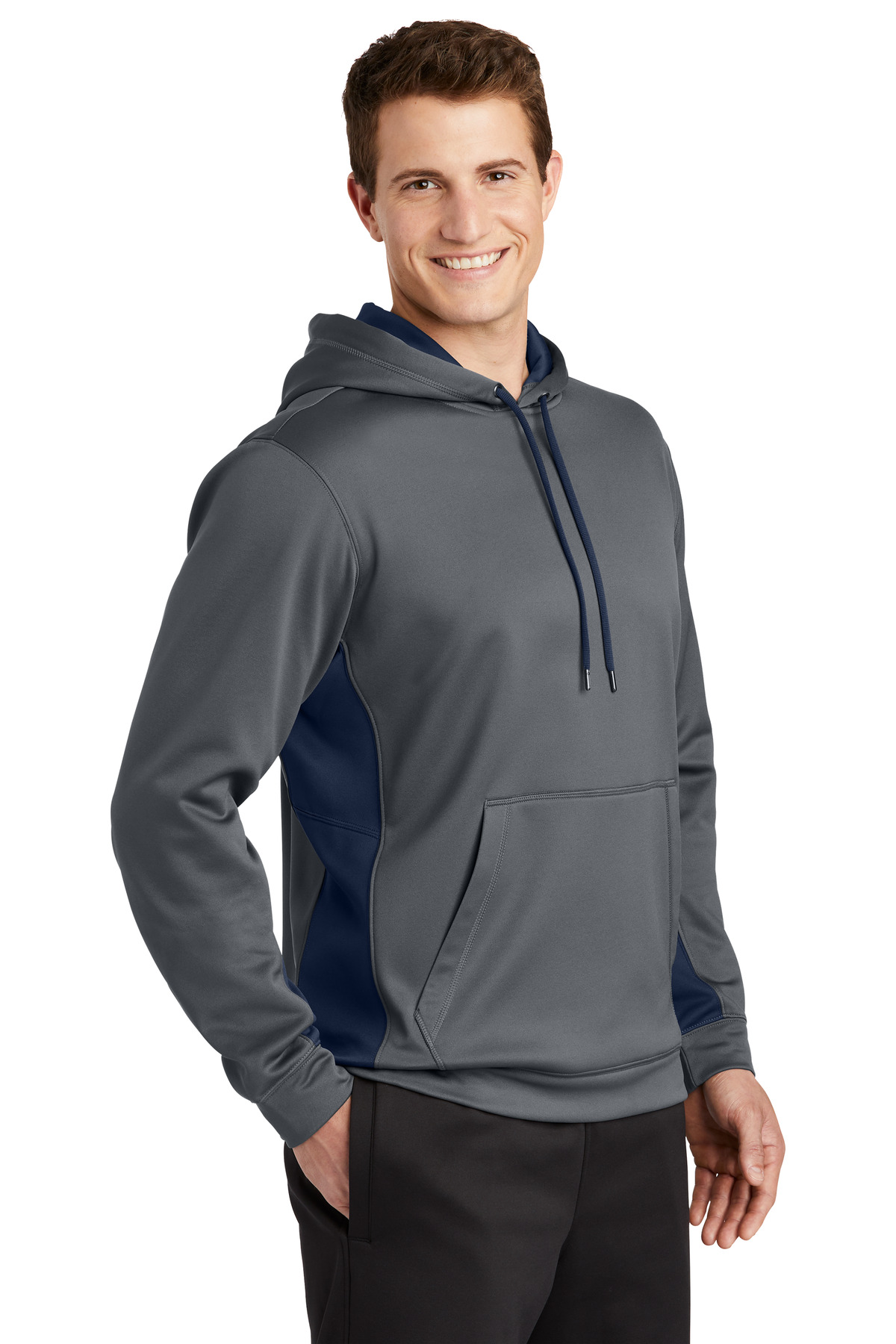 Sport-Tek Sport-Wick Fleece Colorblock Hooded Pullover. ST235