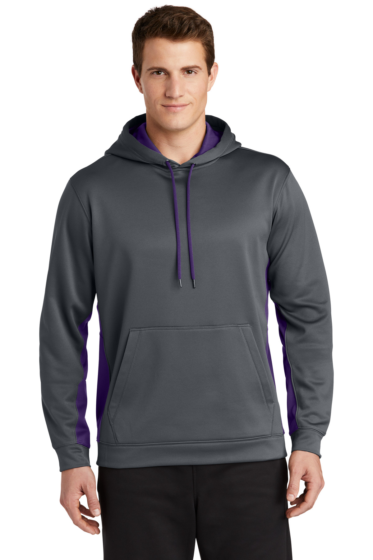 Sport-Tek ST235 swatch in Dark Smoke Grey/ Purple