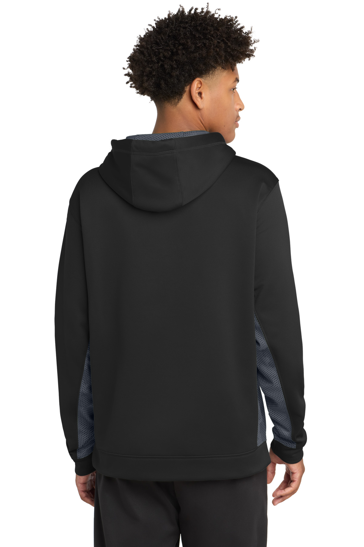 Sport-Tek Sport-Wick CamoHex Fleece Colorblock Hooded Pullover. ST239