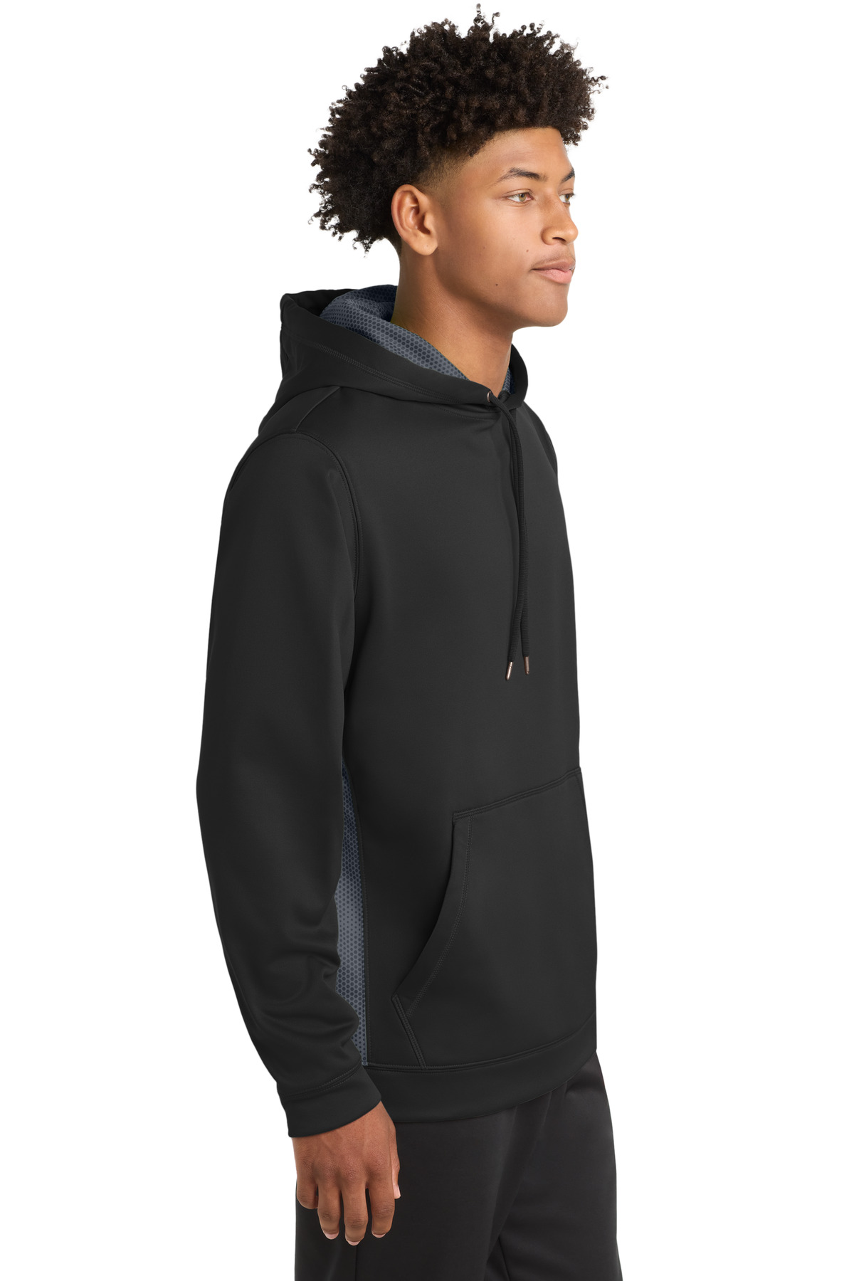 Sport-Tek Sport-Wick CamoHex Fleece Colorblock Hooded Pullover. ST239