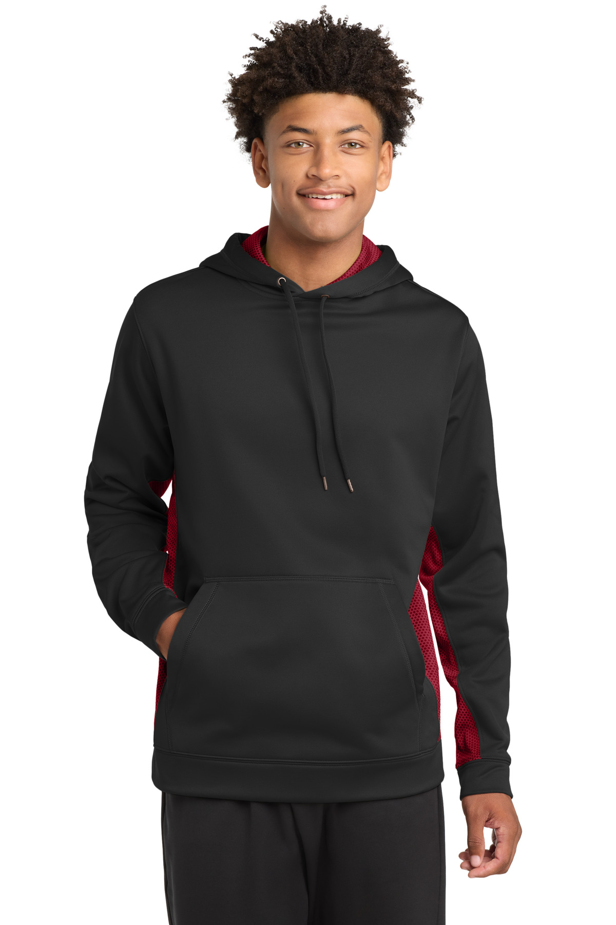 DISCONTINUED Sport-Tek Sport-Wick CamoHex Fleece Colorblock Hooded Pullover. ST239
