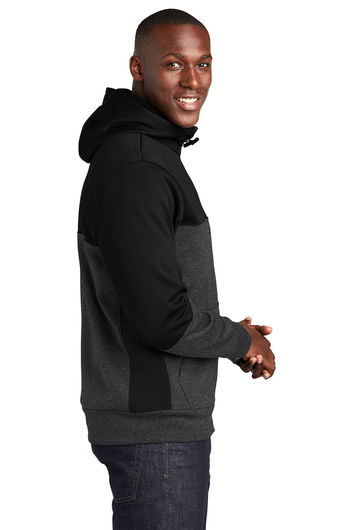 Sport-Tek Tech Fleece Colorblock Full-Zip Hooded Jacket. ST245