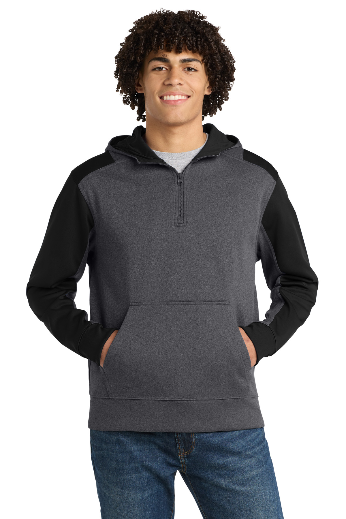 Sport-Tek Tech Fleece Colorblock 1/4-Zip Hooded Sweatshirt-Sport-Tek