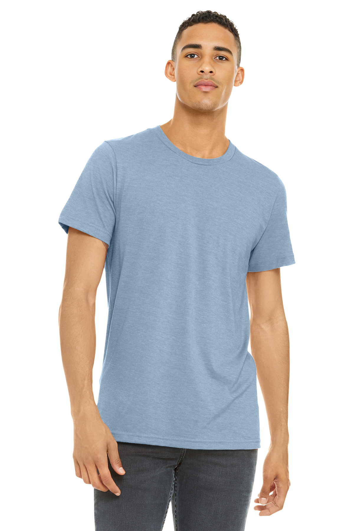 Bella + Canvas BC3001CVC swatch in Heather Prism Blue
