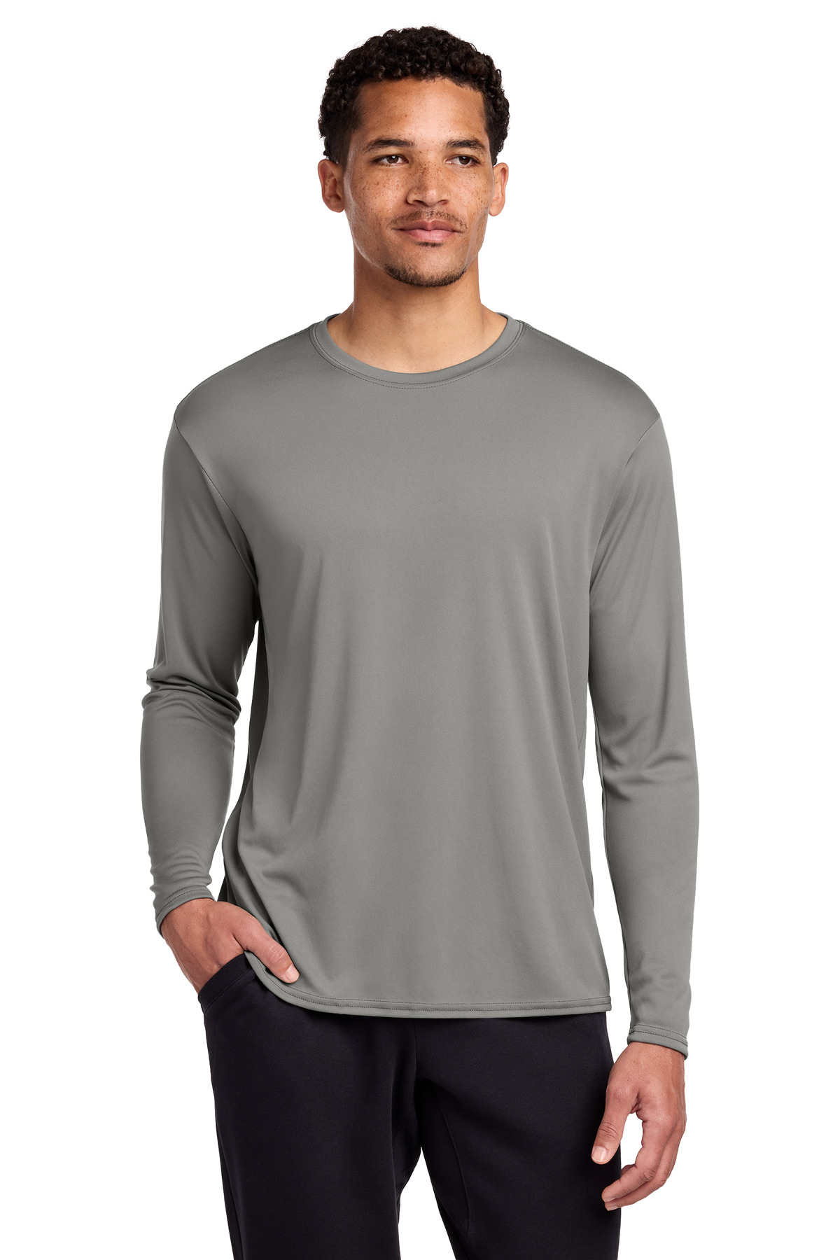 Port & Co PC380LS swatch in Grey Concrete