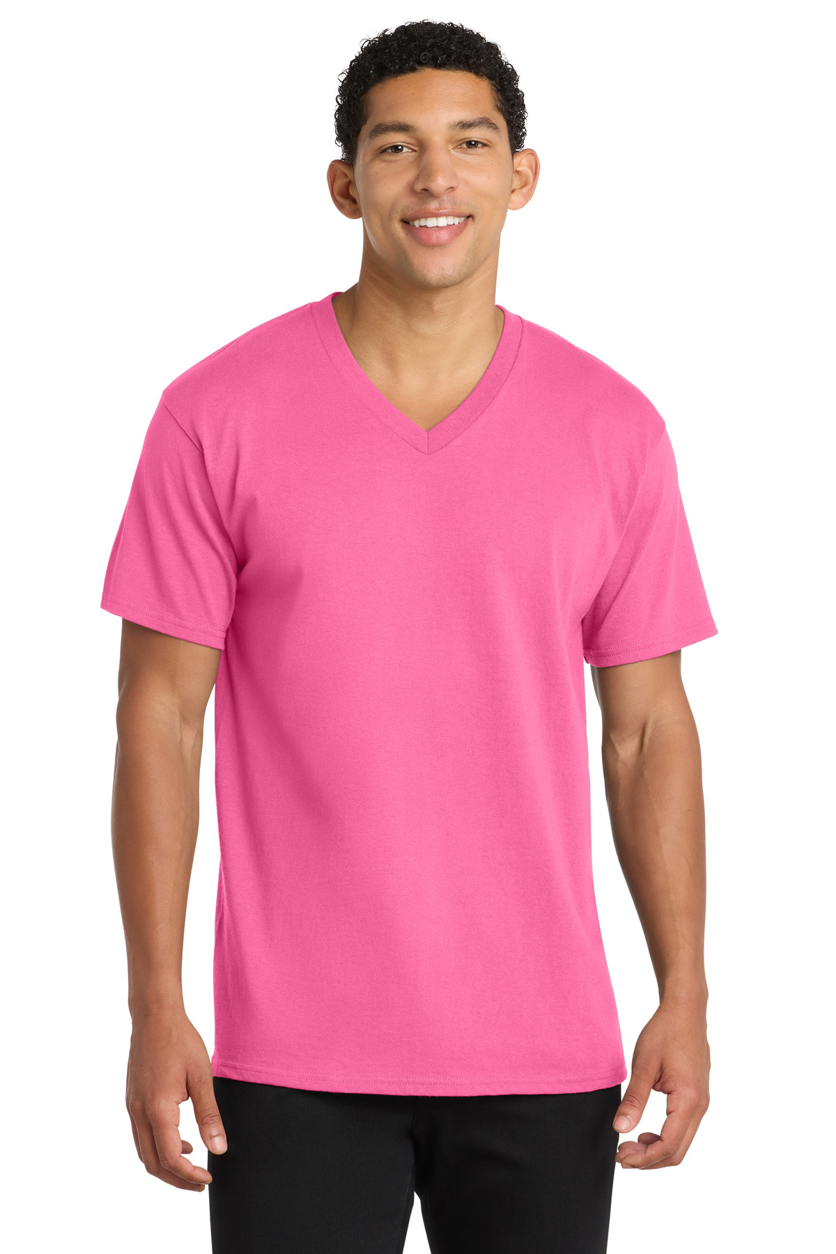 Port & Co PC54V swatch in Neon Pink