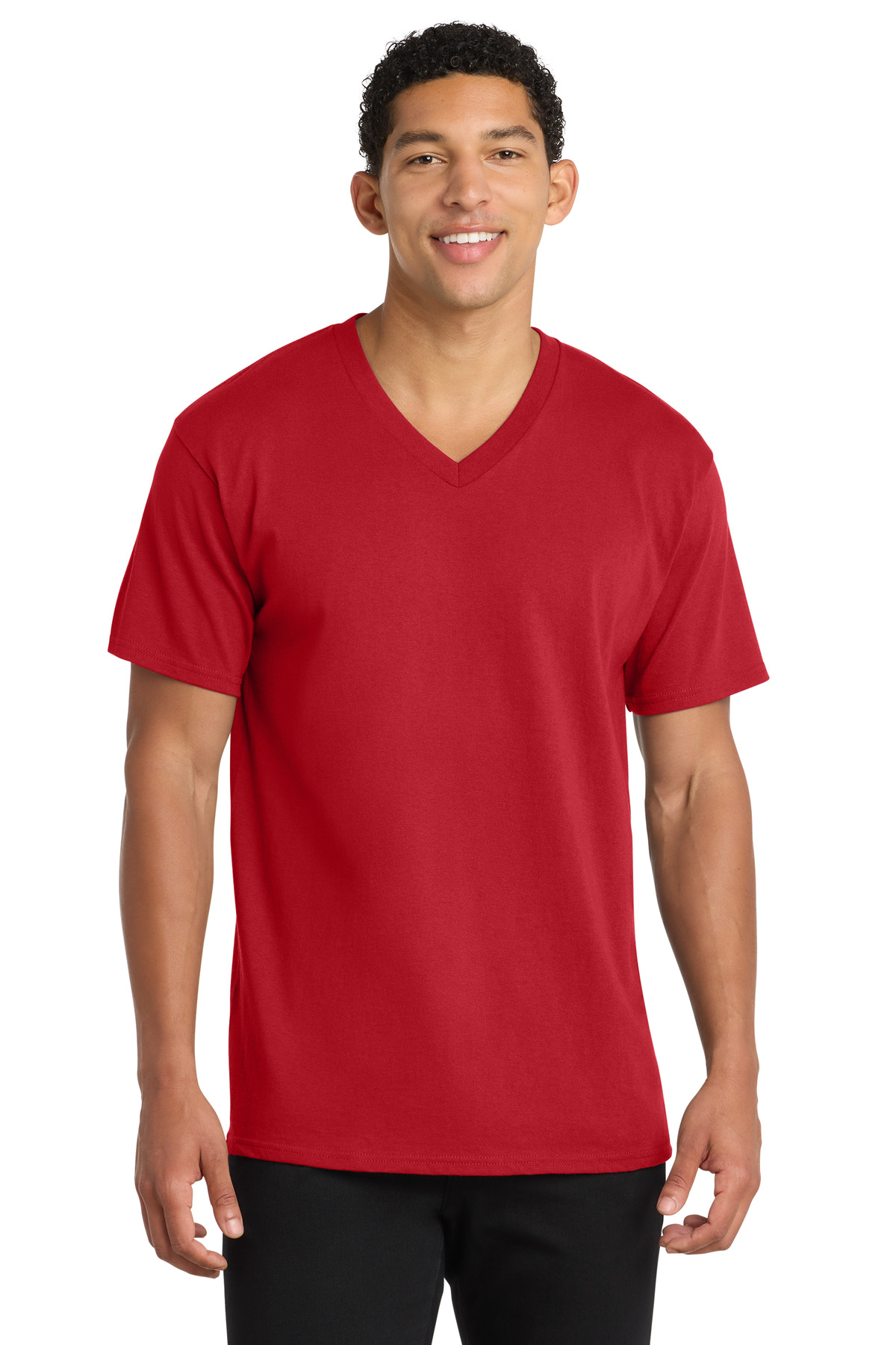 Core Cotton V-Neck Tee - Red
